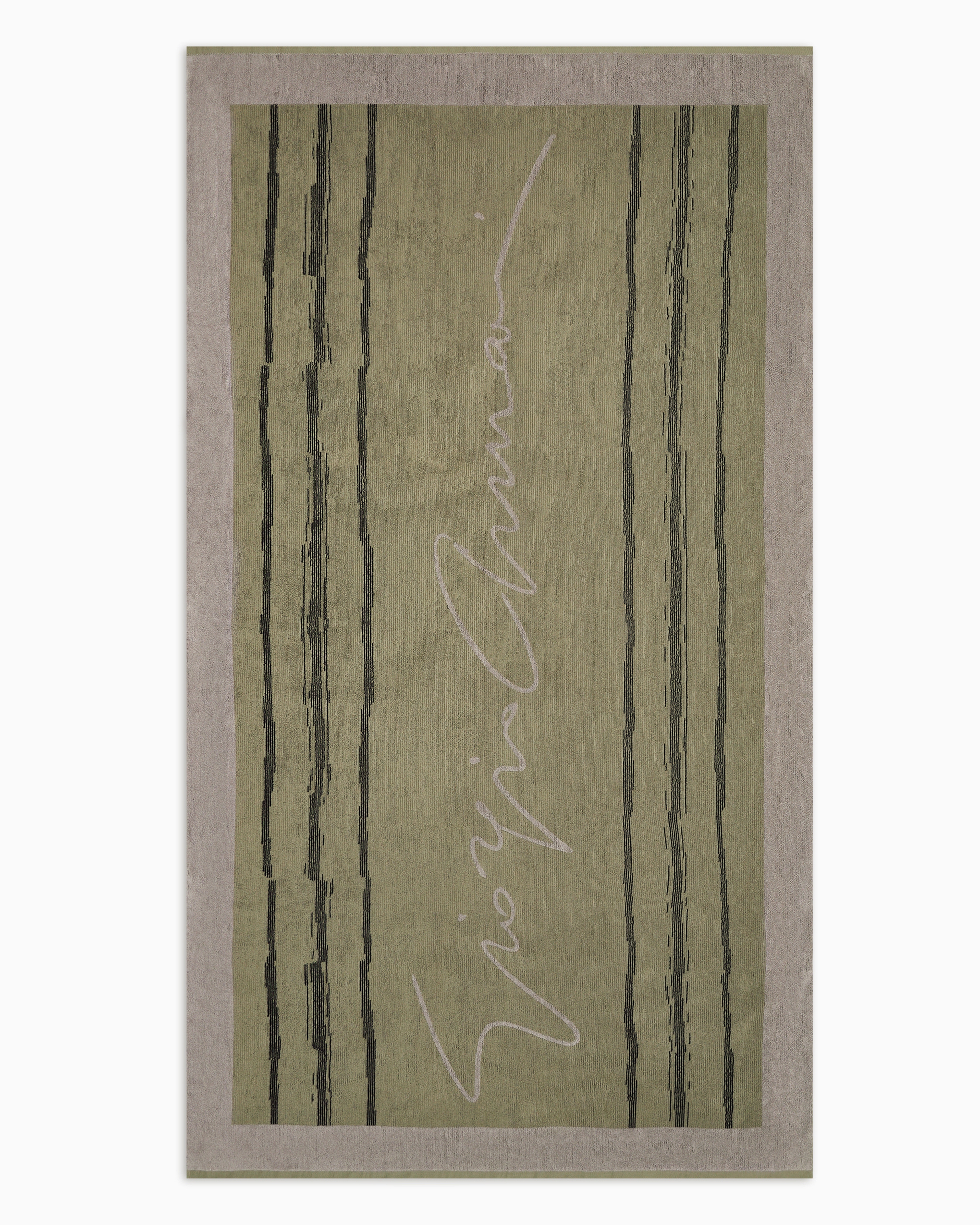 Shop Giorgio Armani Jacquard Cotton Beach Towel In Green