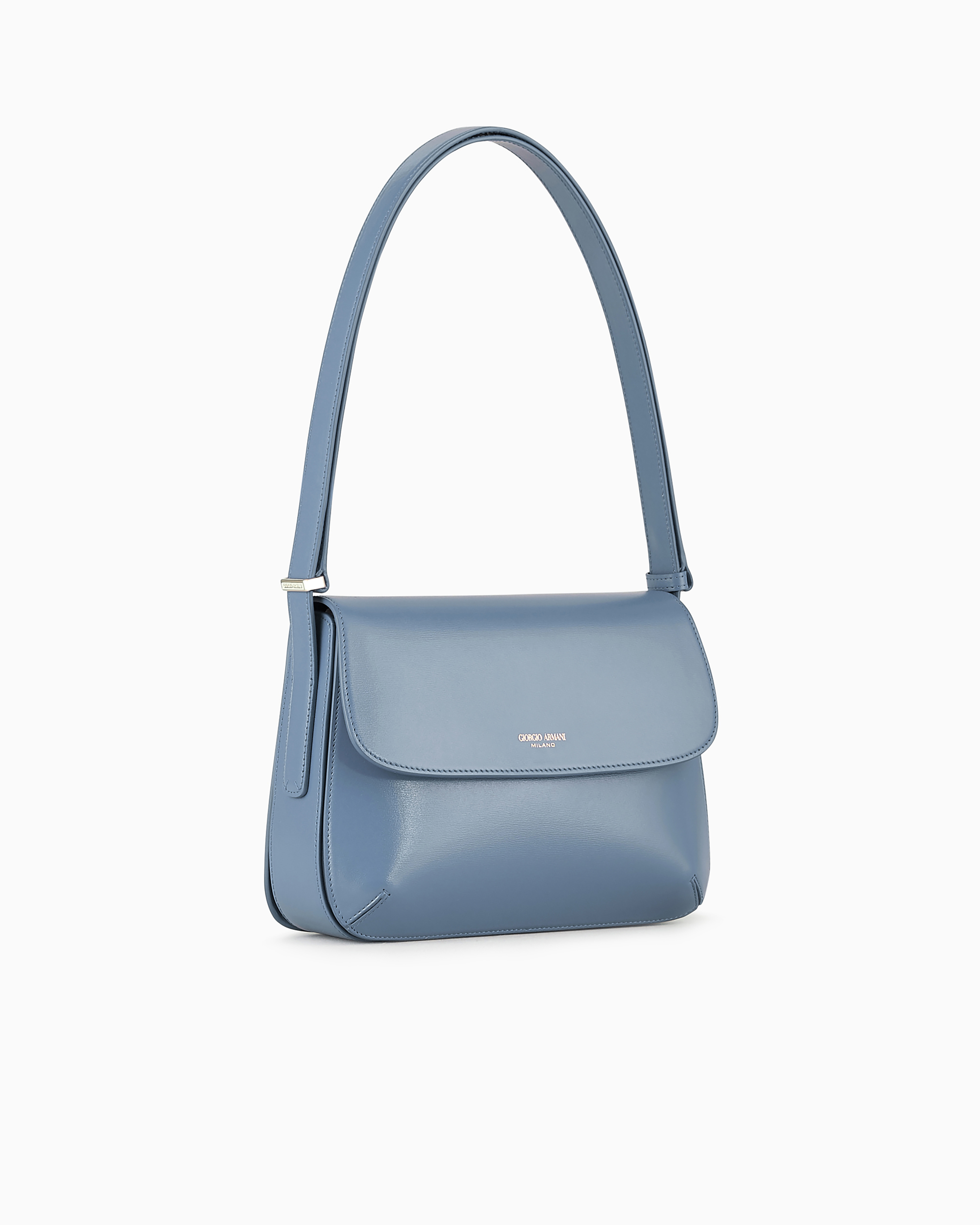 Giorgio Armani Official Store Large Palmellato Leather La Prima Bag In Azure