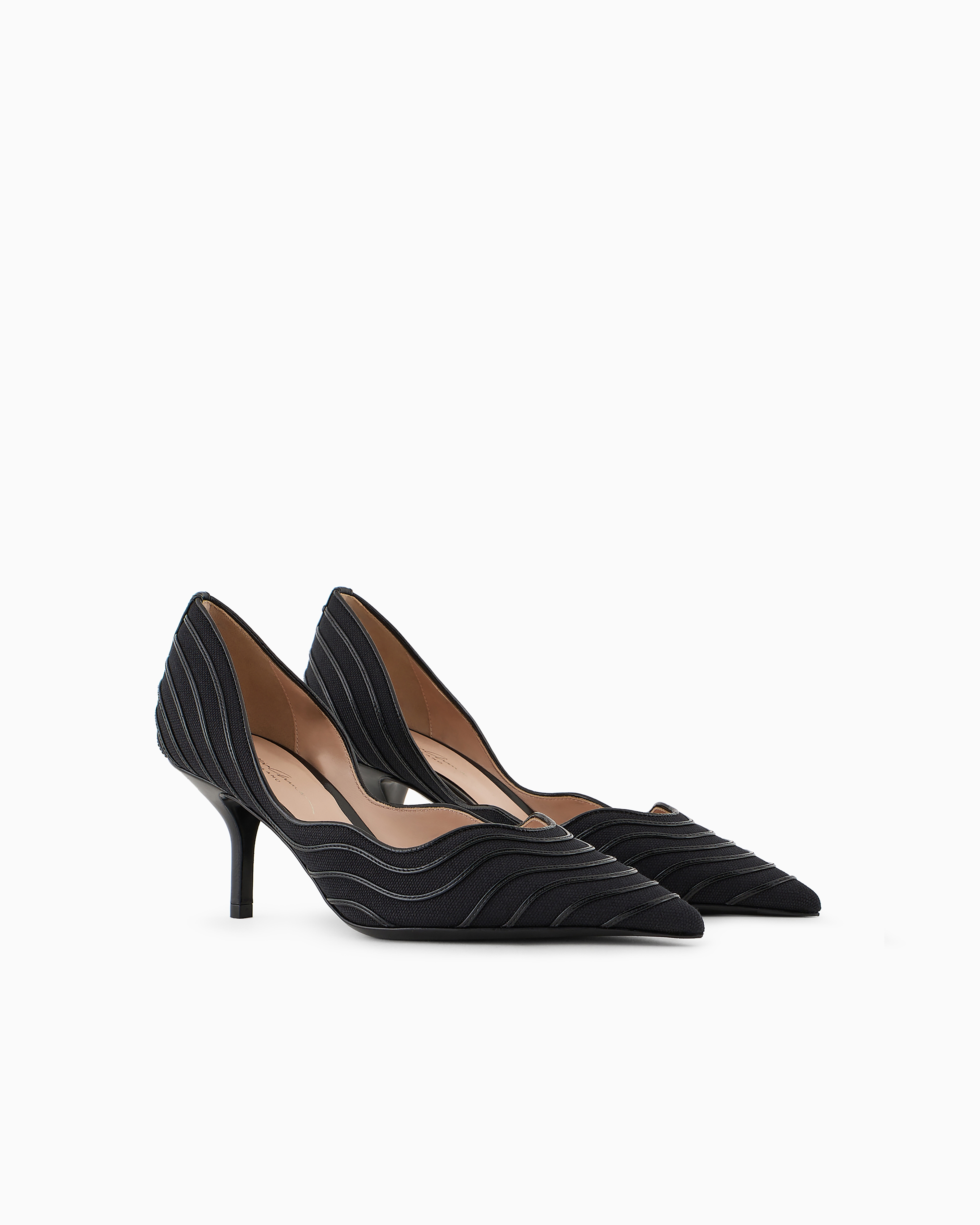 Shop Giorgio Armani Canvas And Leather Court Shoes In Black