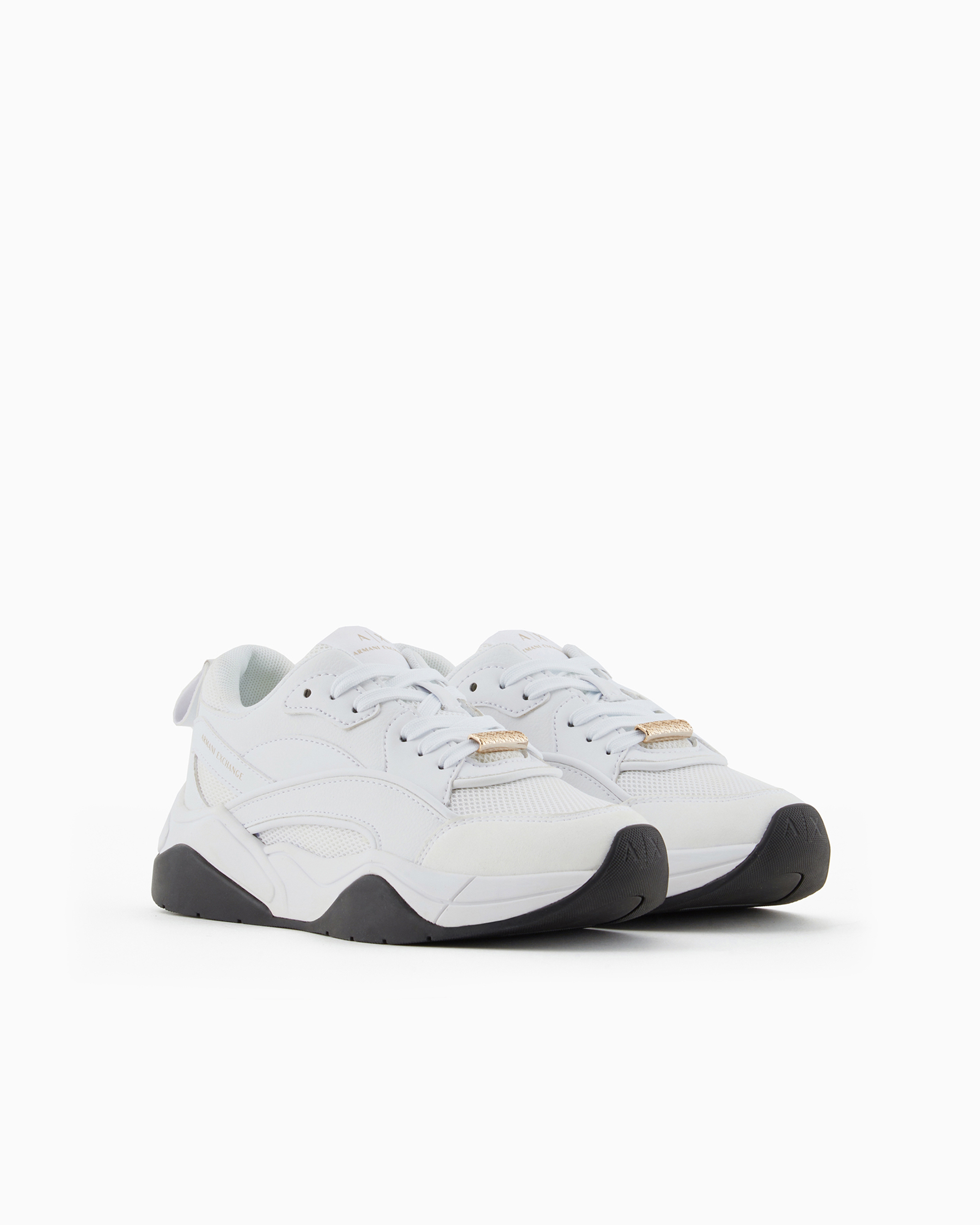 Shop Armani Exchange Chunky Sneakers With Contrasting Inserts In White