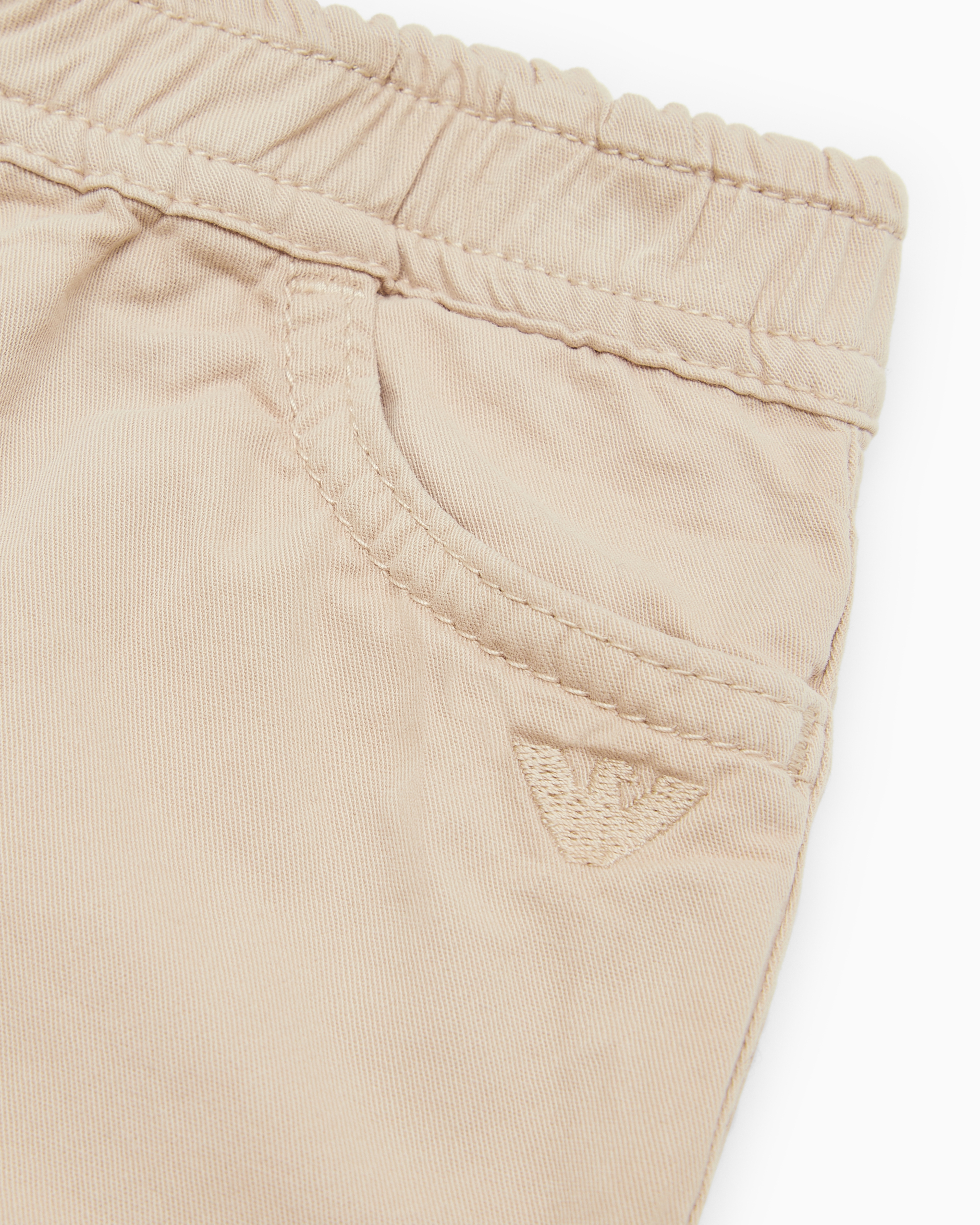 Shop Emporio Armani Trousers With Elasticated Waist And Cuffs In Beige