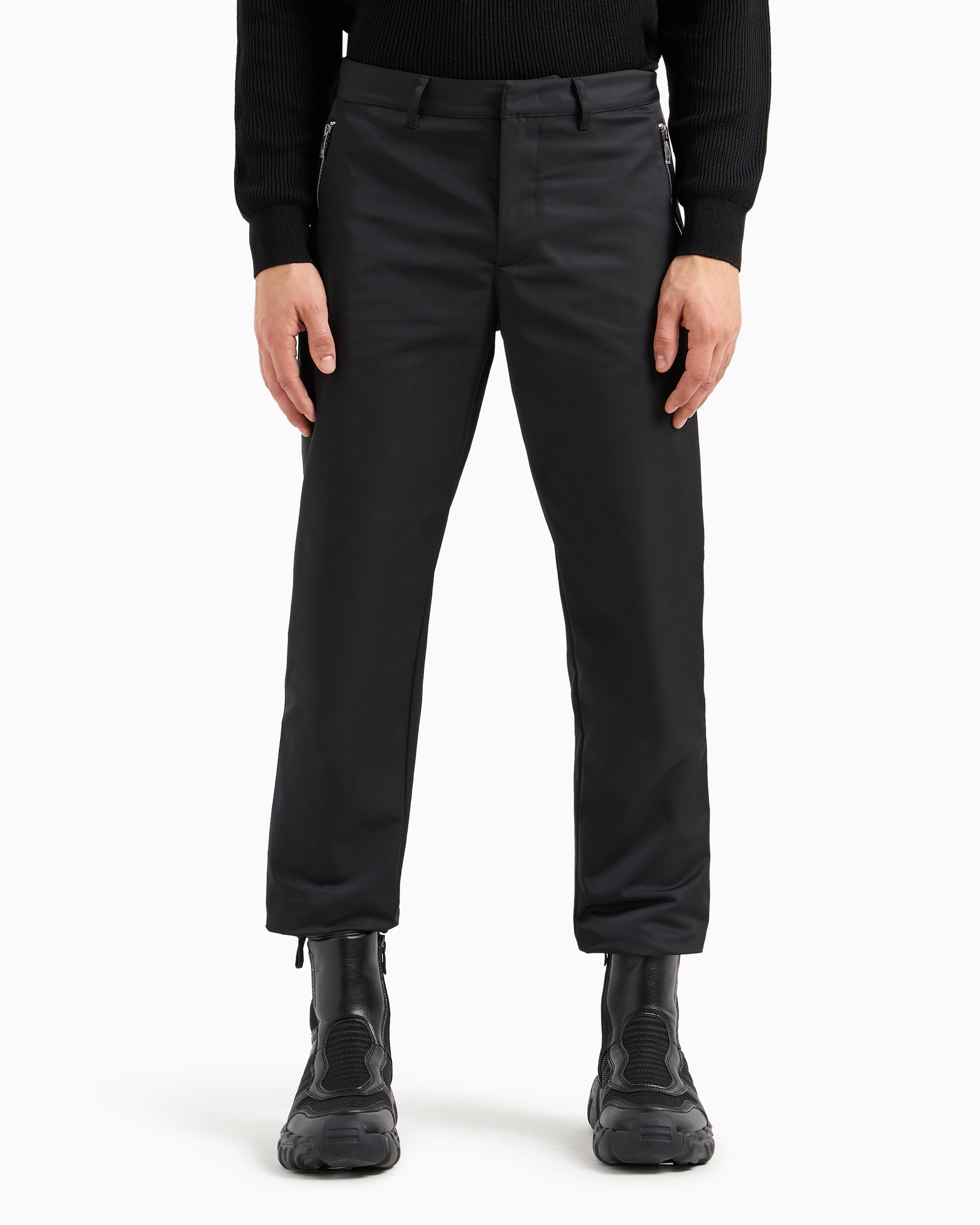ARMANI EXCHANGE SLIM FIT TROUSERS IN SHINY TWILL
