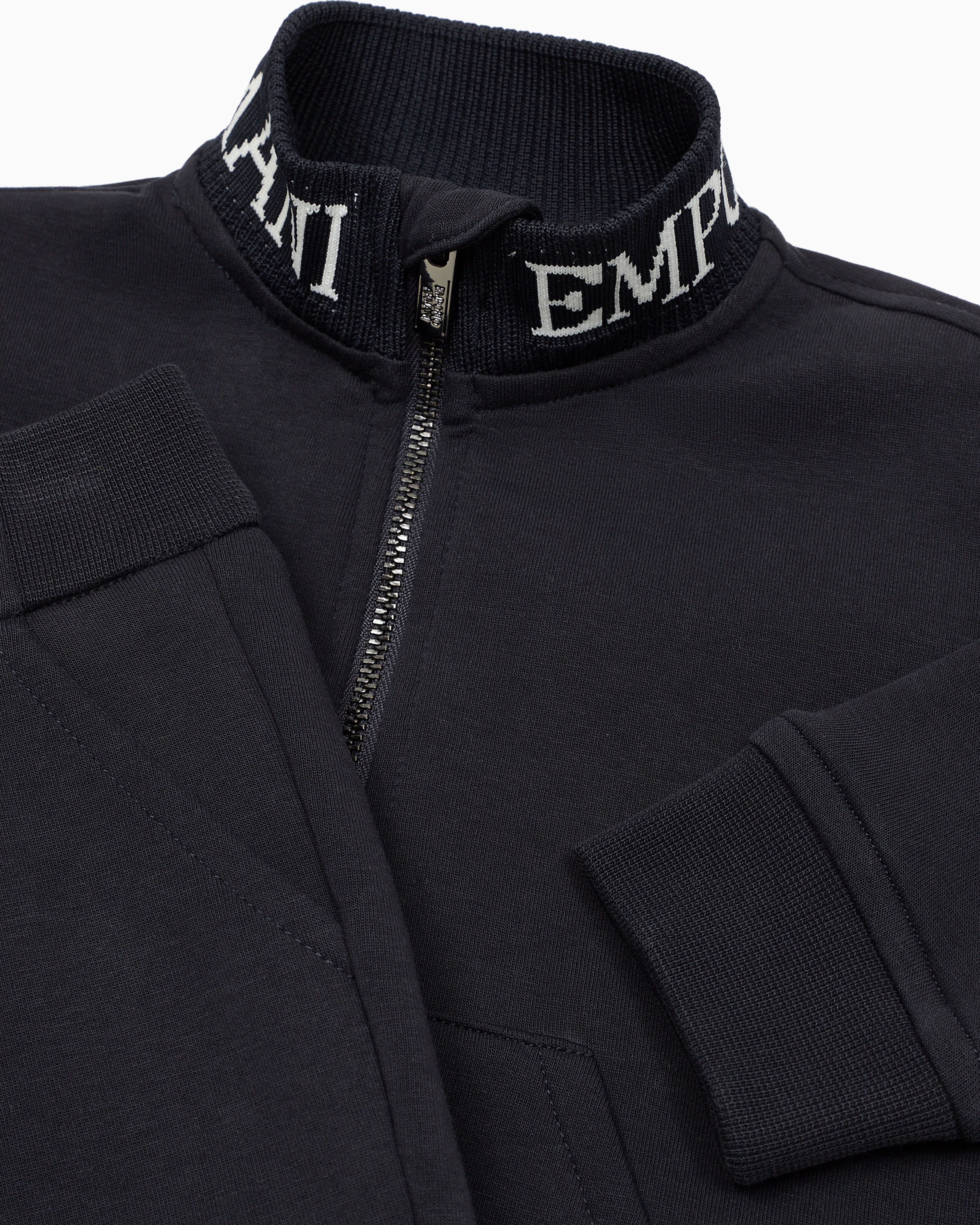 EMPORIO ARMANI TRACKSUIT WITH FULL-ZIP SWEATSHIRT IN DOUBLE JERSEY WITH JACQUARD LOGO 