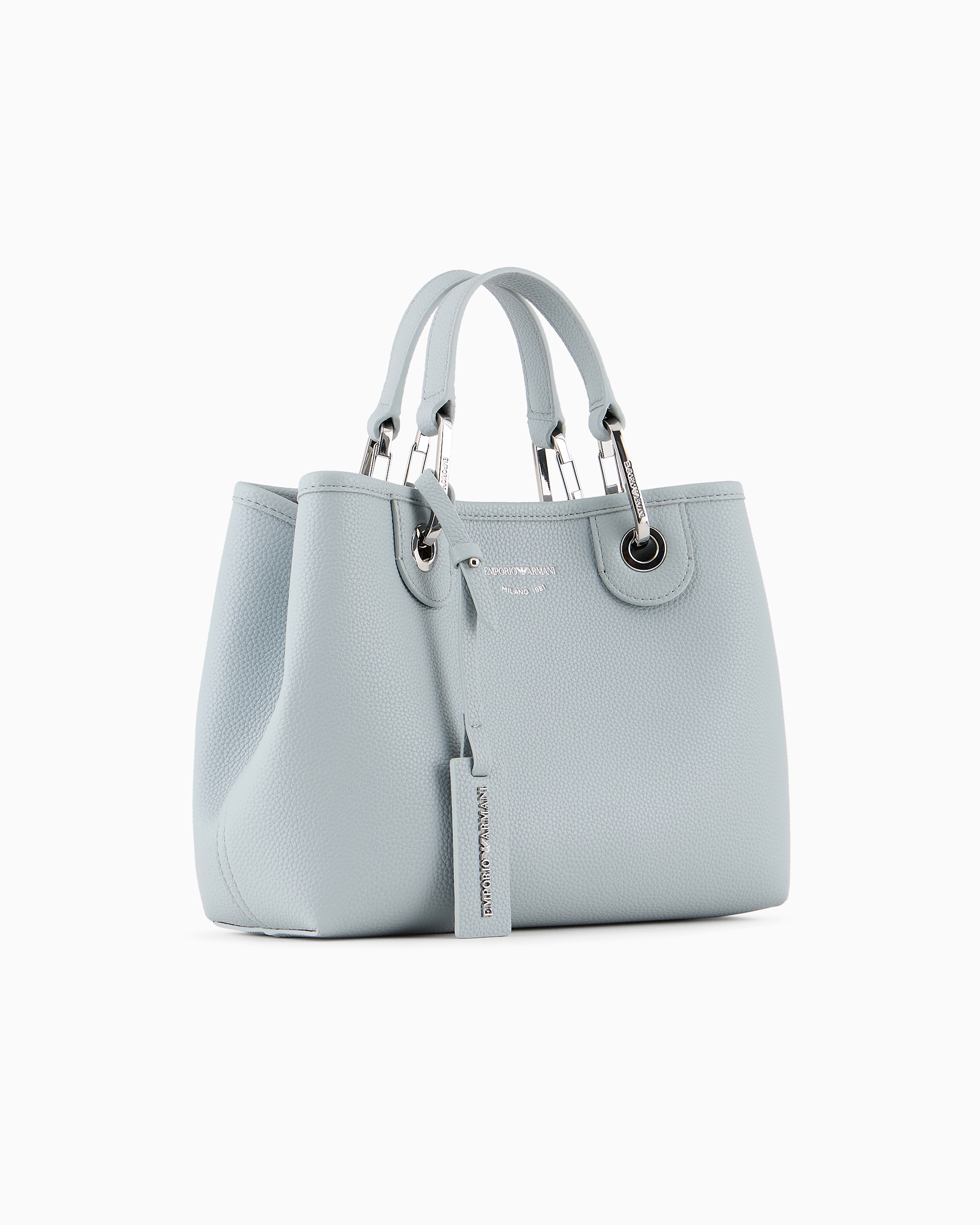 Emporio Armani Official Store Myea Bag Small Shopper Bag With Deer Print In Light Gray