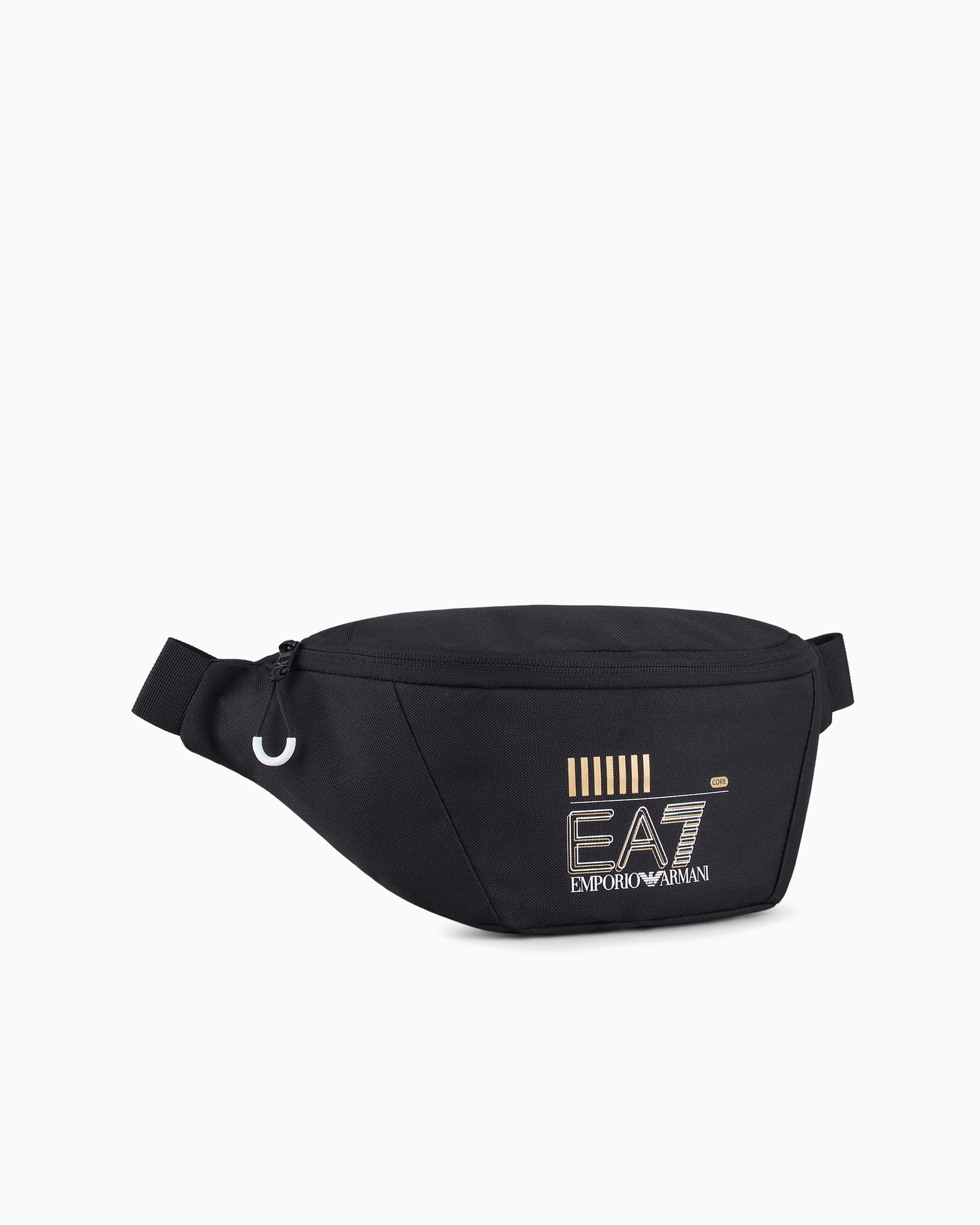 Emporio Armani Train Core Recycled Fabric Belt Bag In Black Logo