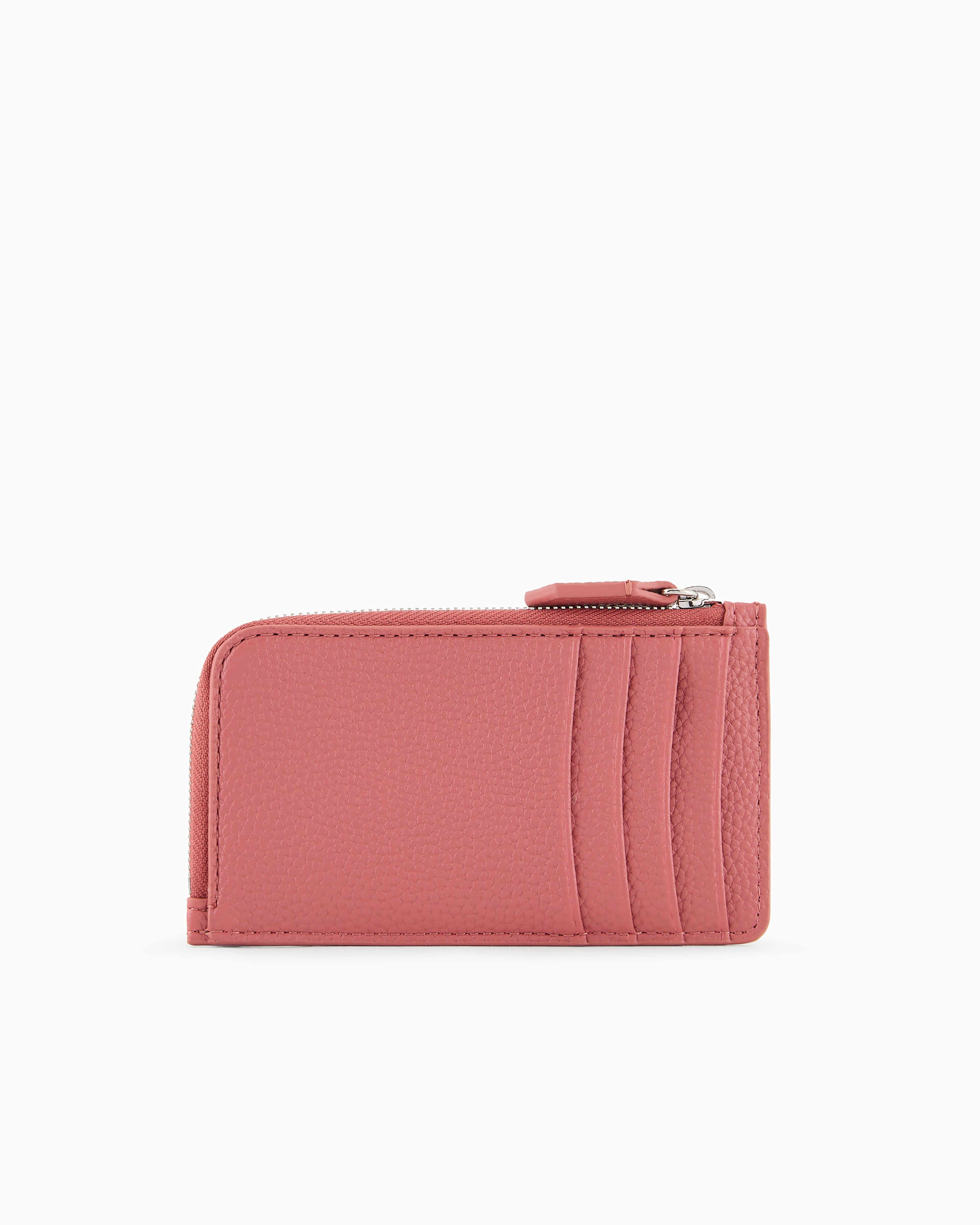 Emporio Armani Official Store Myea Deer-print Card Holder With Wrap-around Zip In Powder Pink