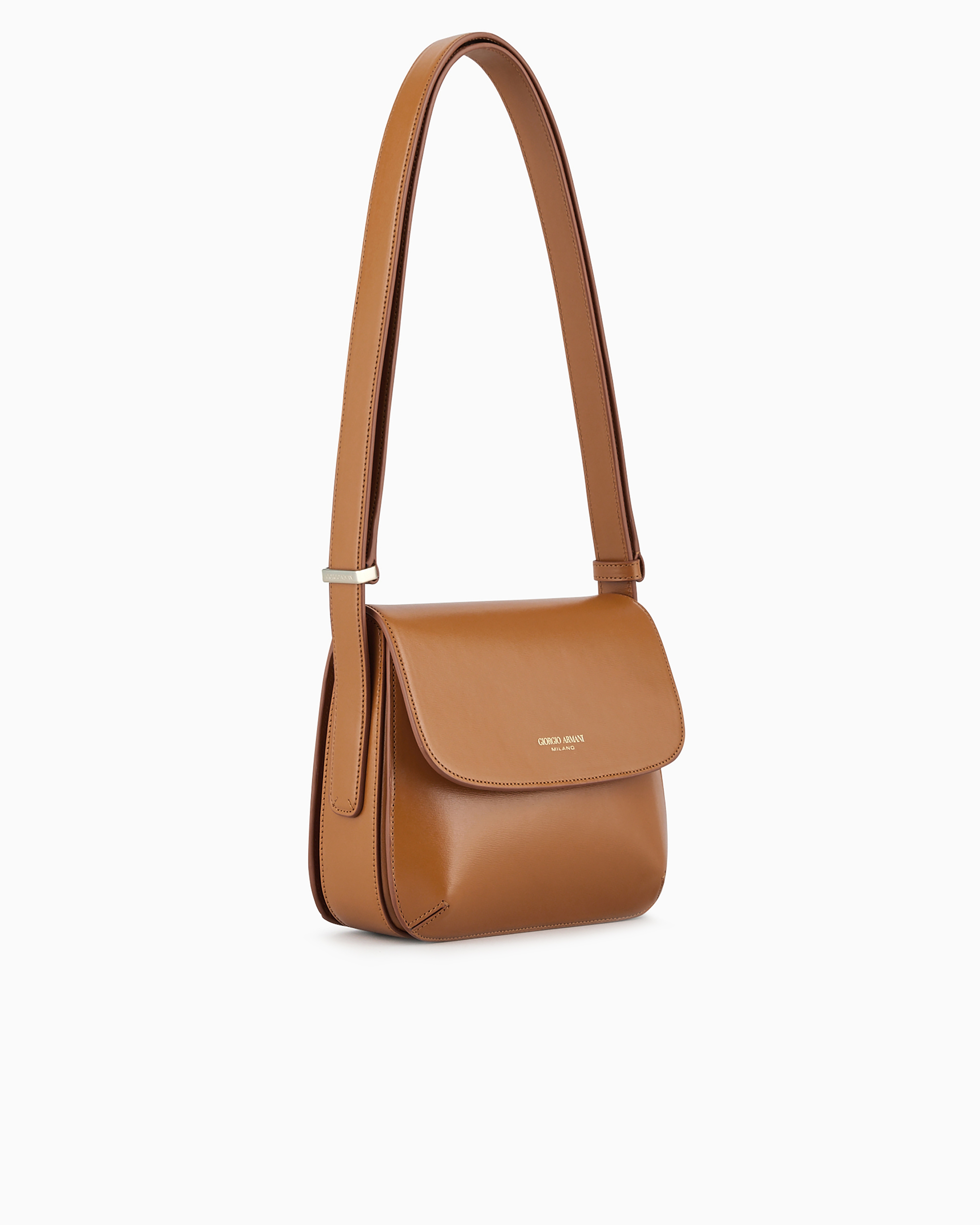 Shop Giorgio Armani Small Palmellato-leather La Prima Bag In Buff