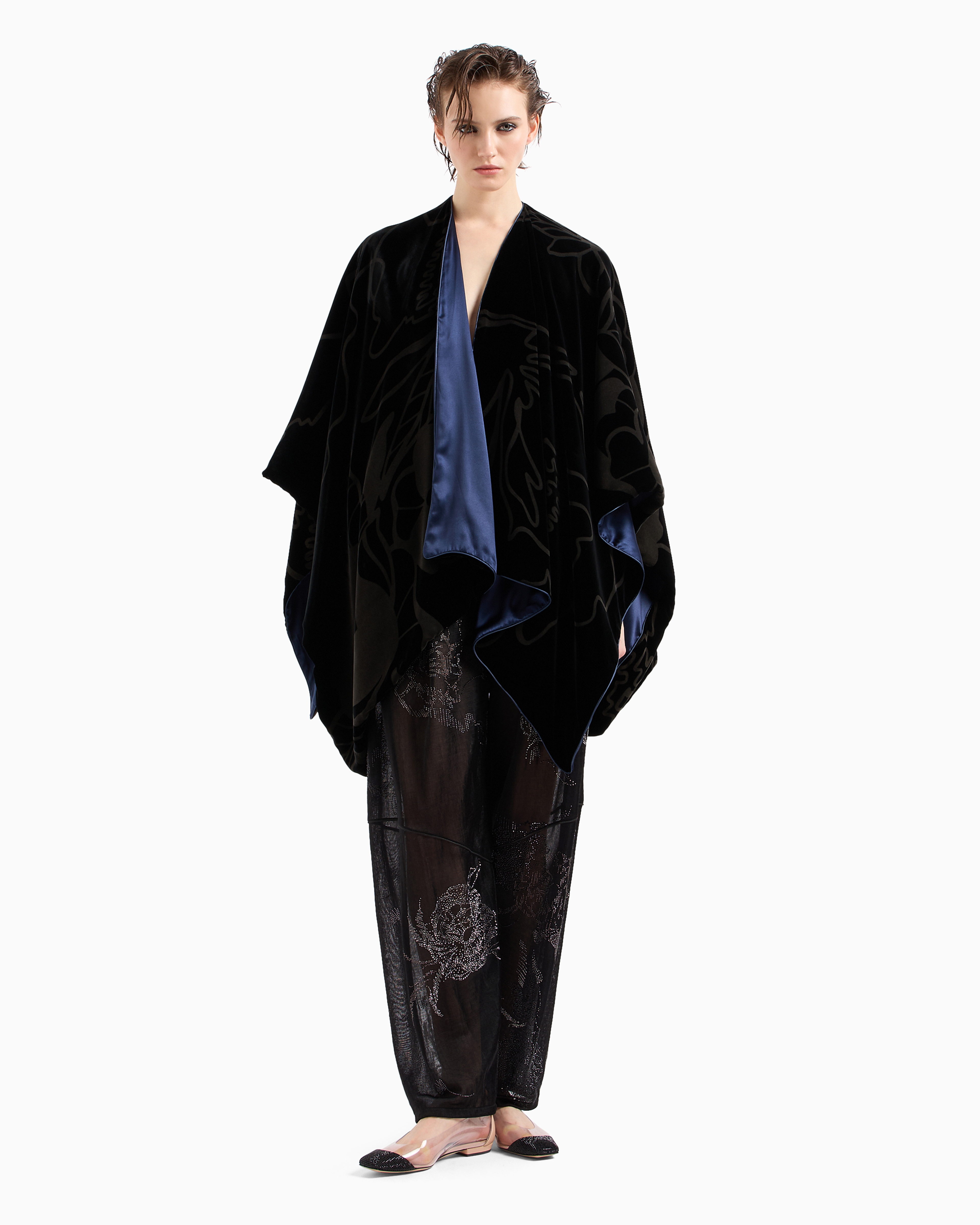 Giorgio Armani Devoré Velvet Cape In Fantaisie