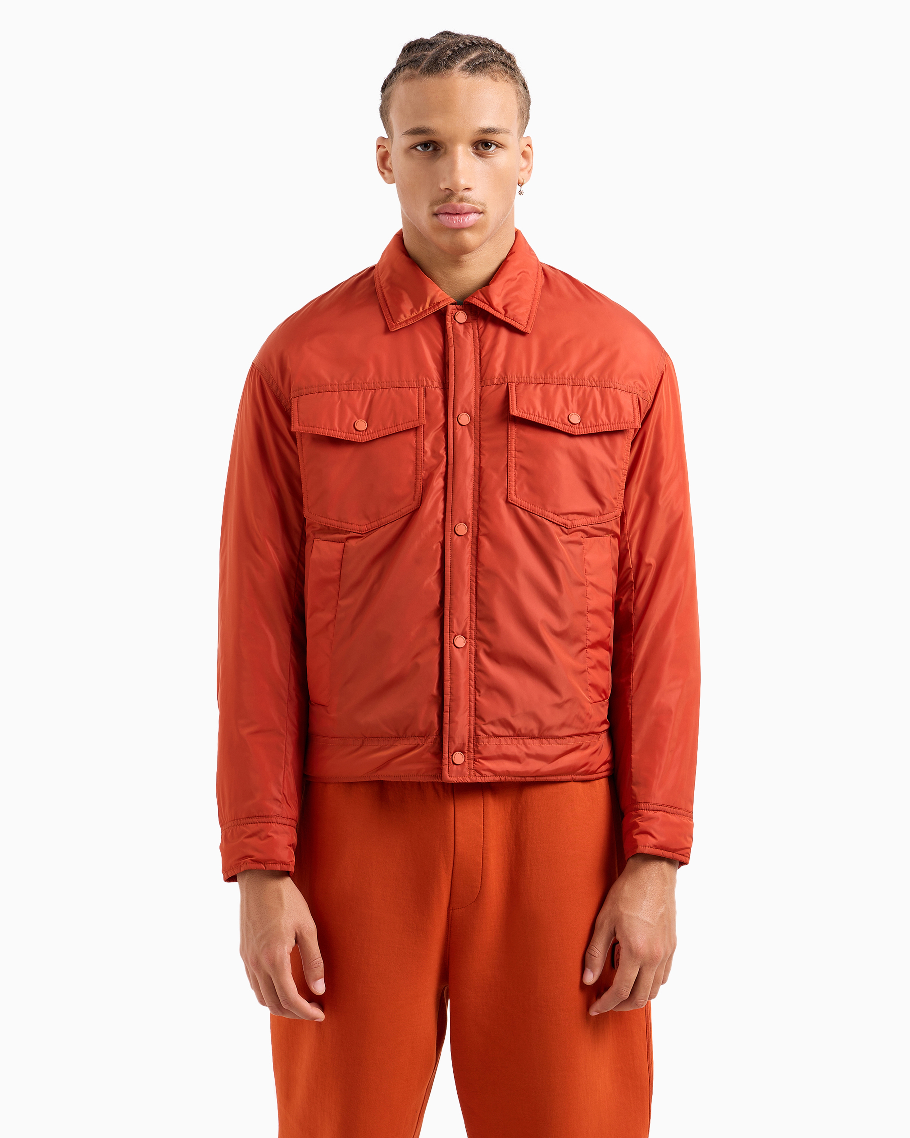 Shop Armani Exchange Asv Recycled Fabric Blouson In Orange