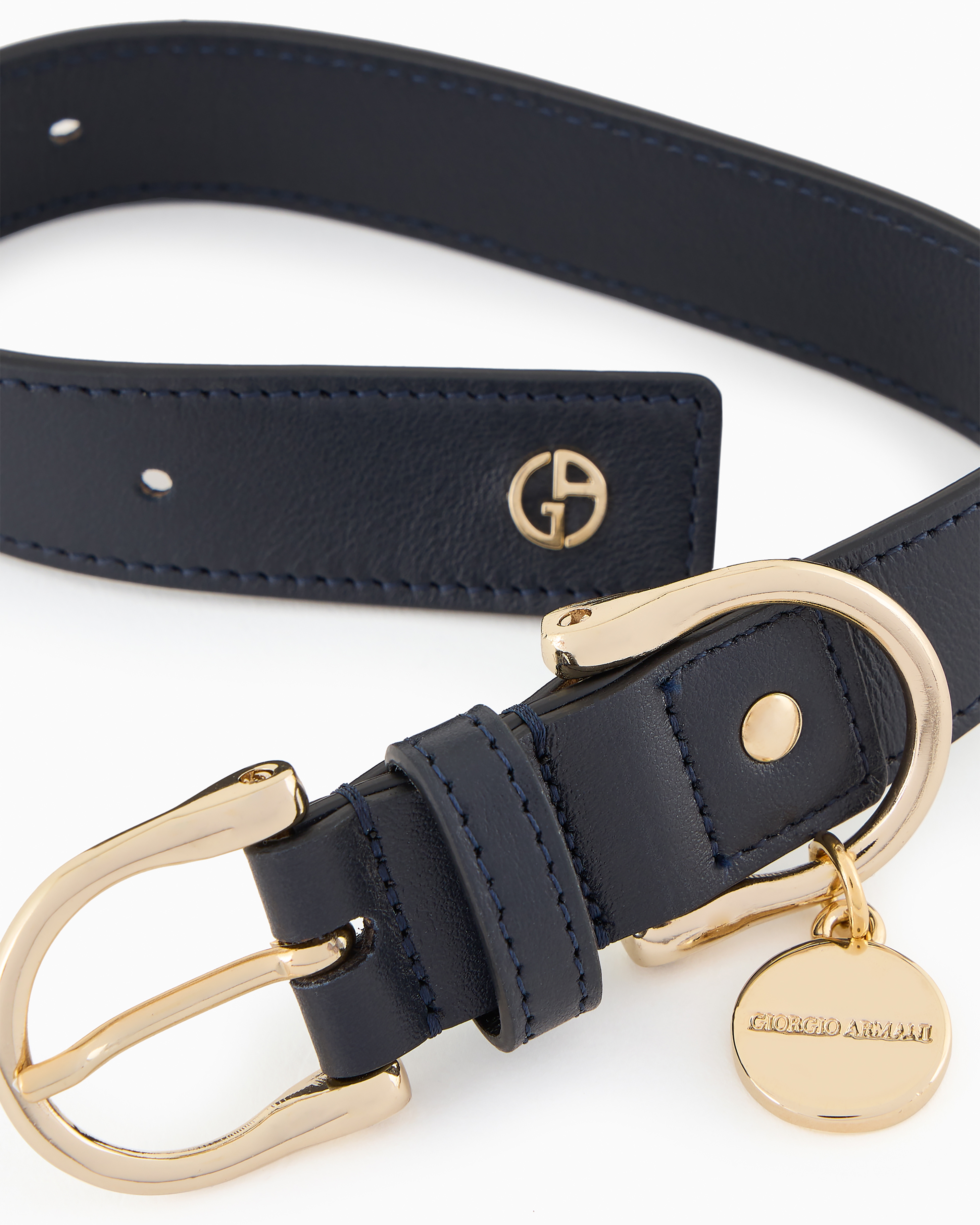 Giorgio Armani Poldo X Collar In Leather In Navy_blue