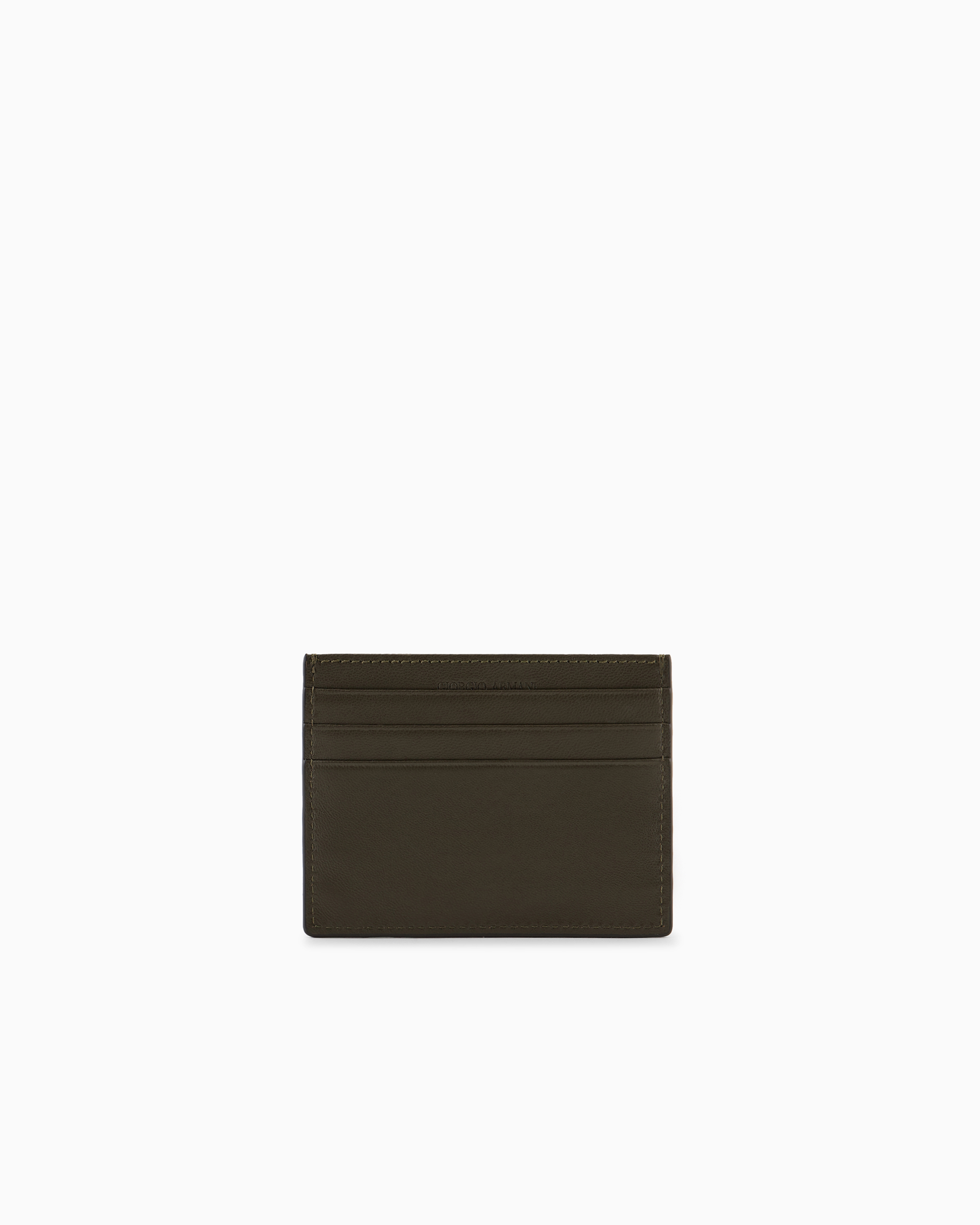 Giorgio Armani Official Store Nappa Leather Card Holder In Military Green