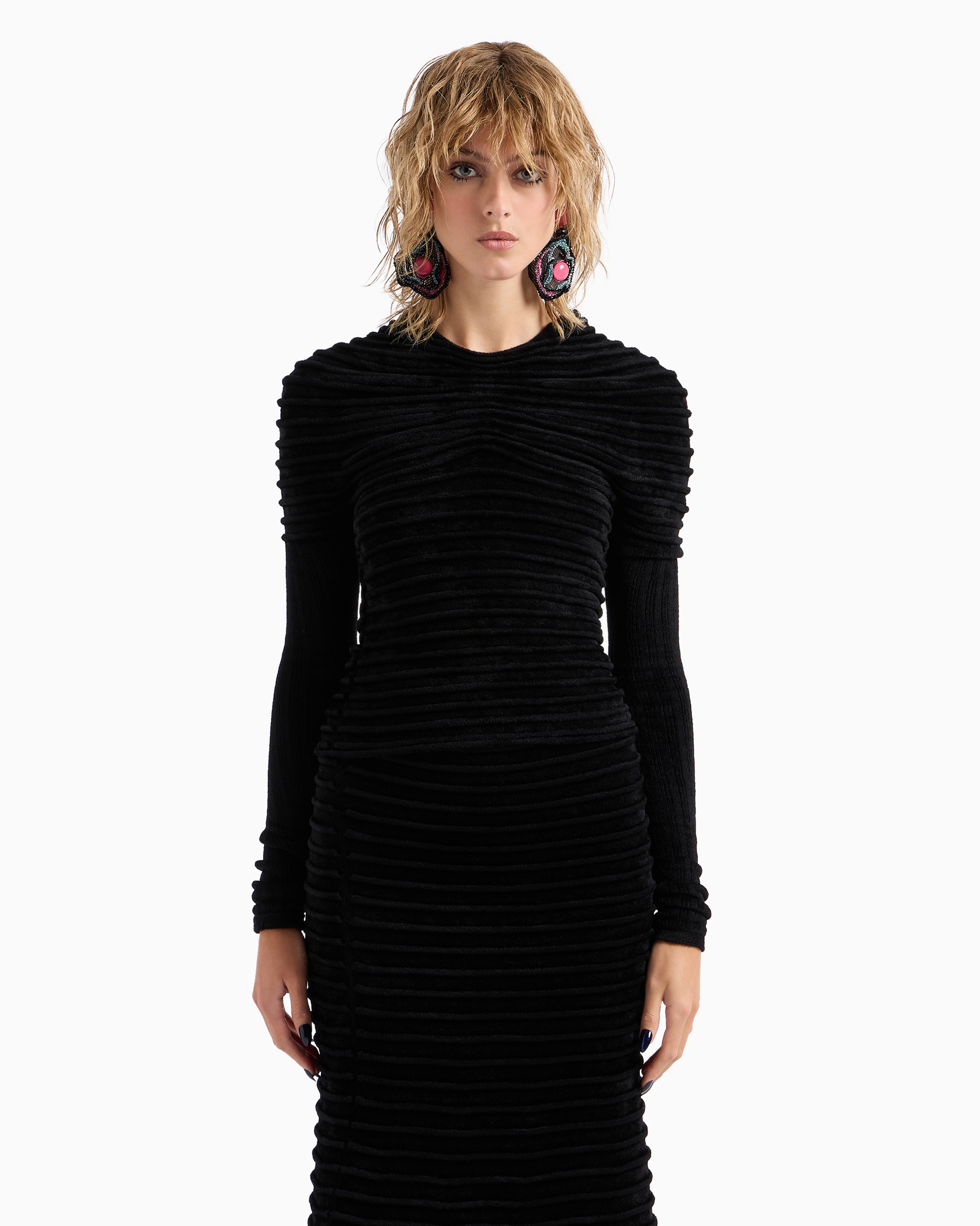 Giorgio Armani 3d-knitted Felted Jumper In Black