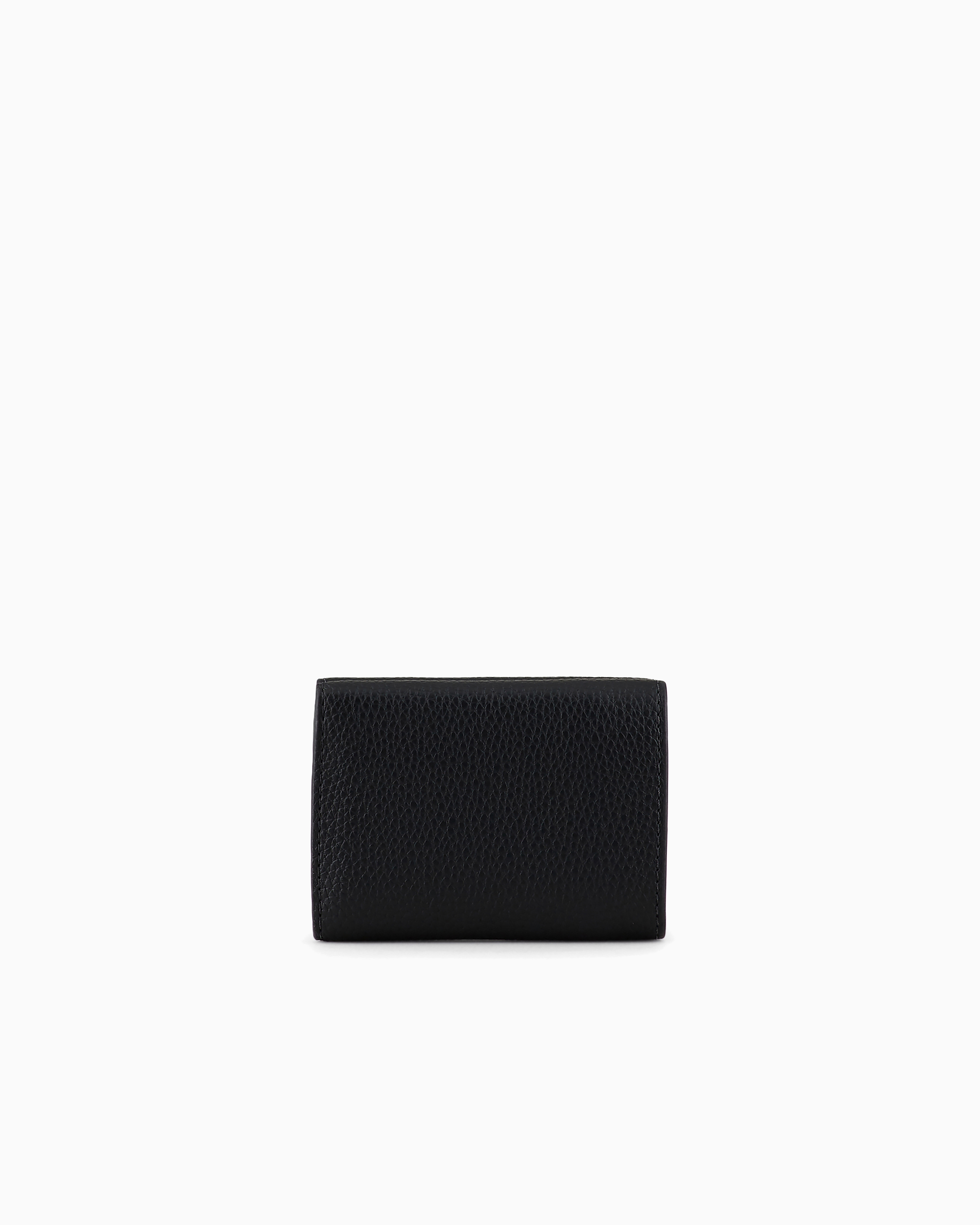 Emporio Armani Myea Trifold Wallet With Deer Print In Black