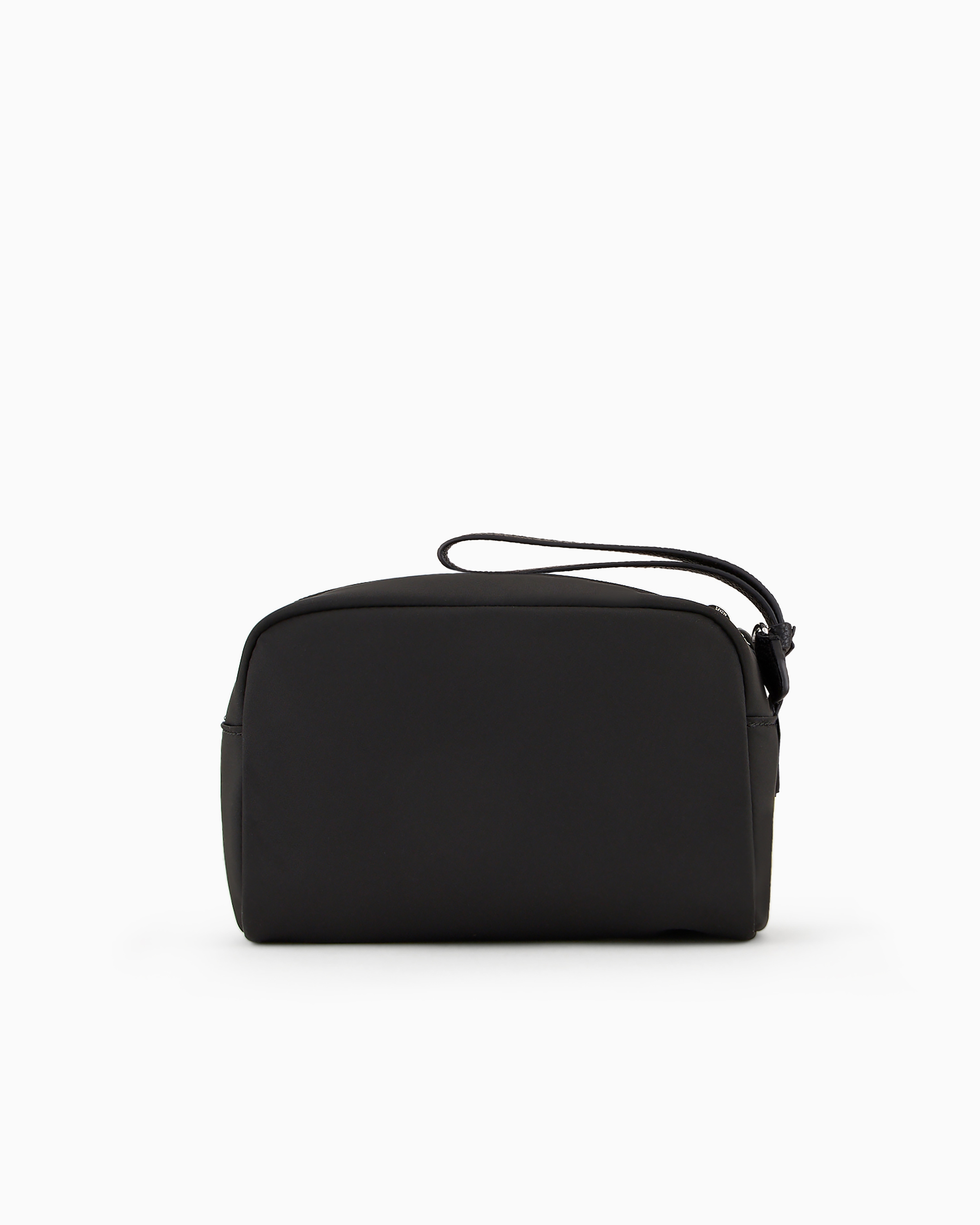 Emporio Armani Official Store Asv Recycled Nylon Washbag With Eagle Plaque In Black Logo
