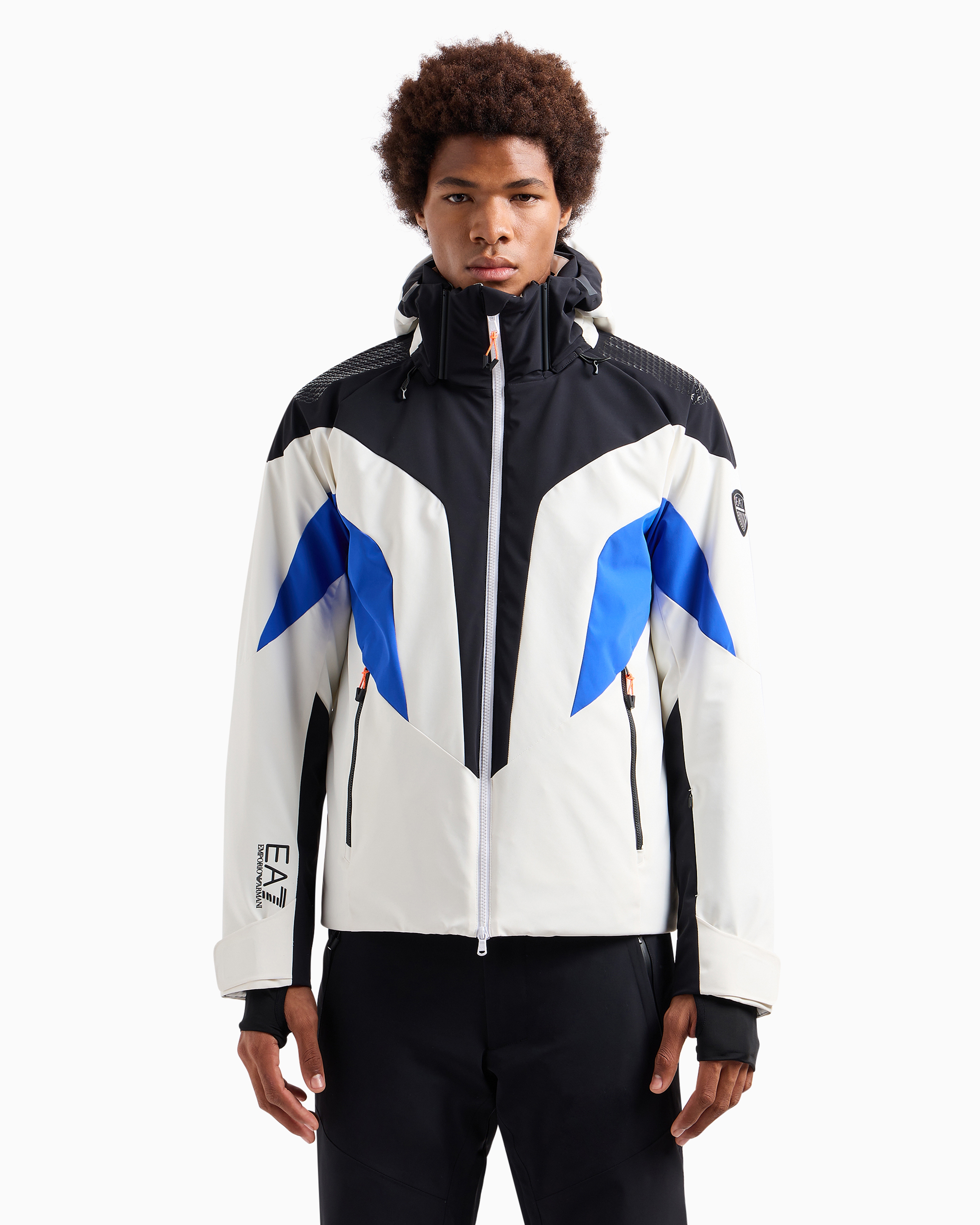 Ea7 Colour-block Effect Technical Ski Jacket With Asv Stratum7 Padding In White