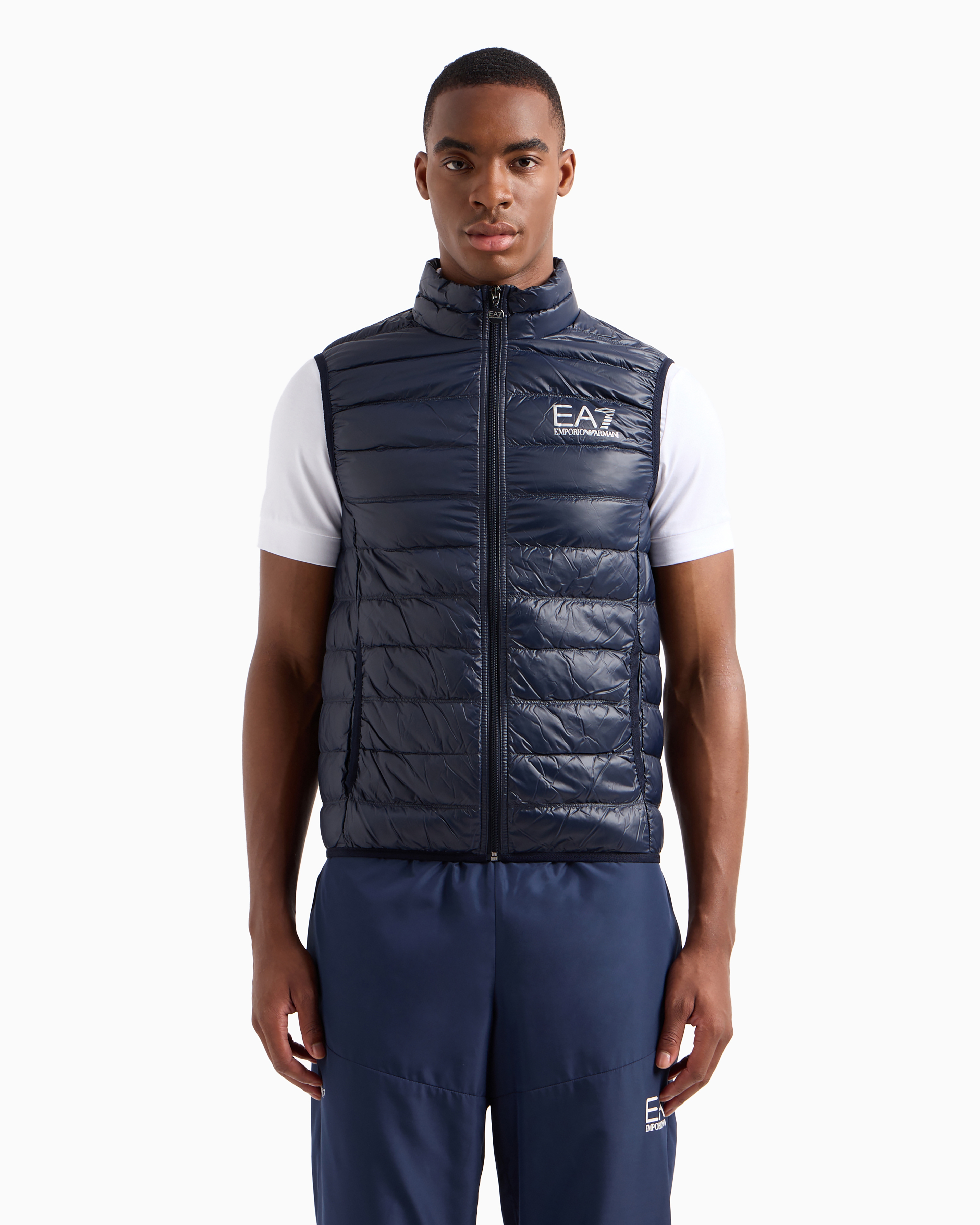 Ea7 Packable Core Identity Gilet In Blue