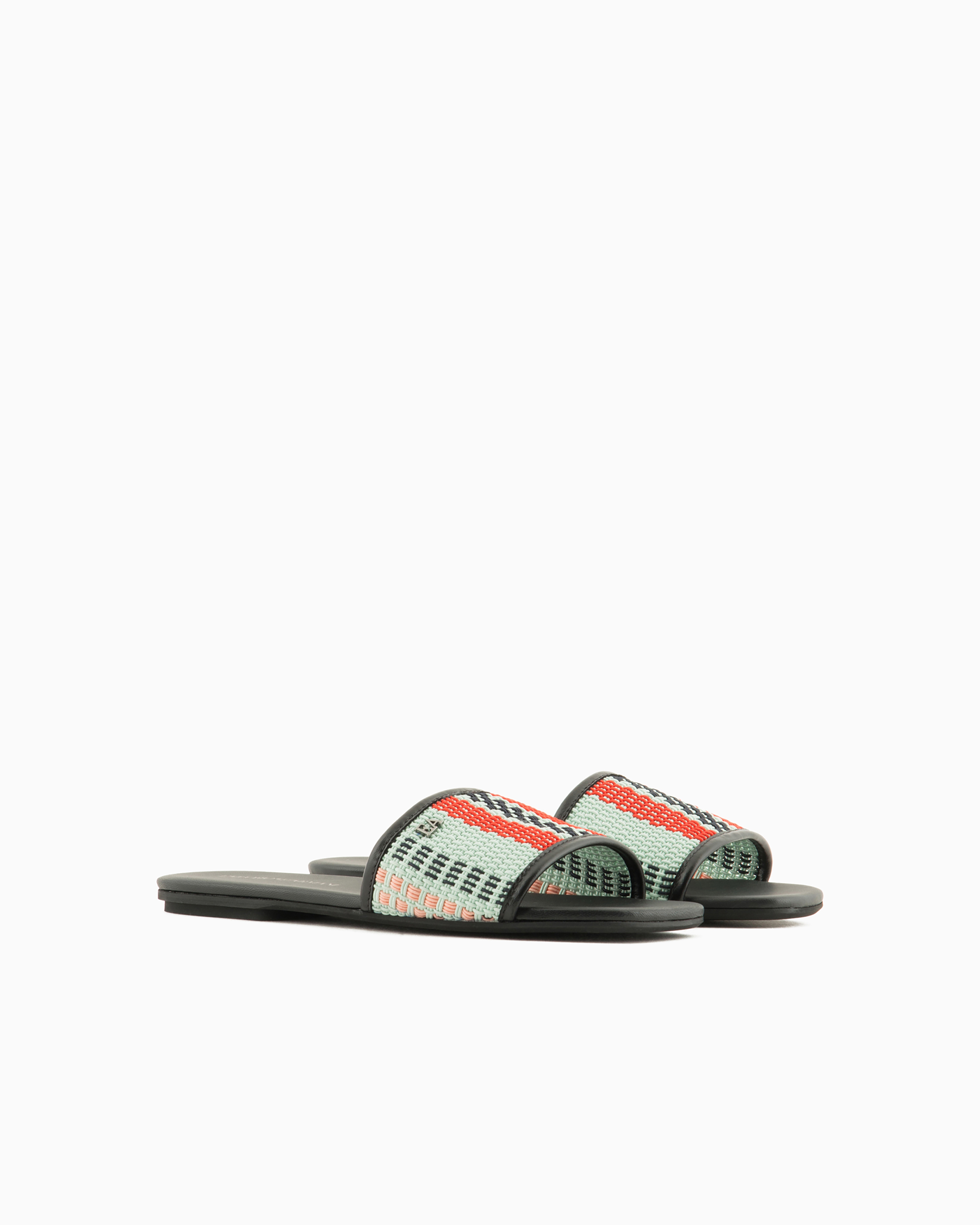 Emporio Armani Official Store Basketweave Sandals In Light Green