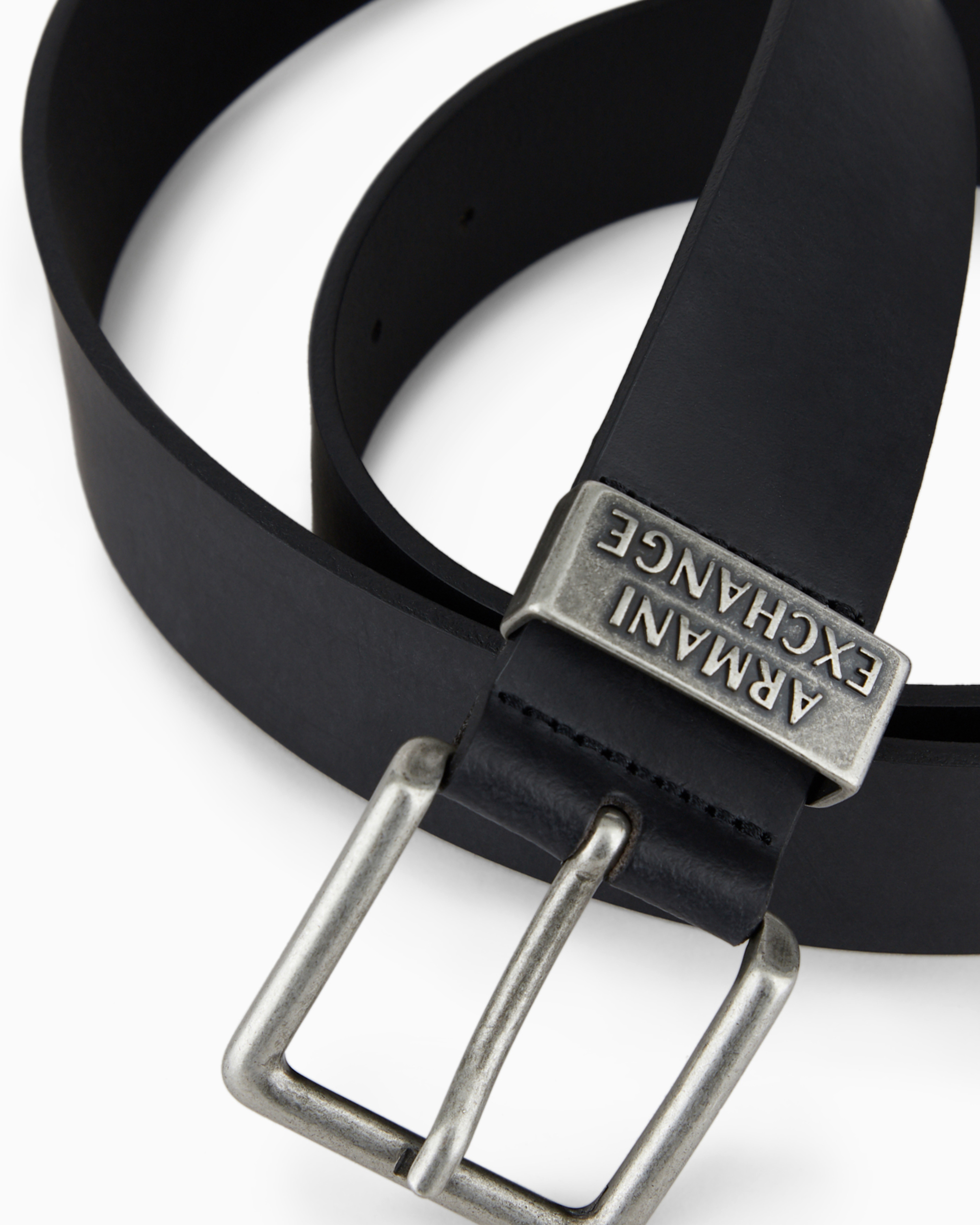 Shop Armani Exchange Faux Leather Belt In Black