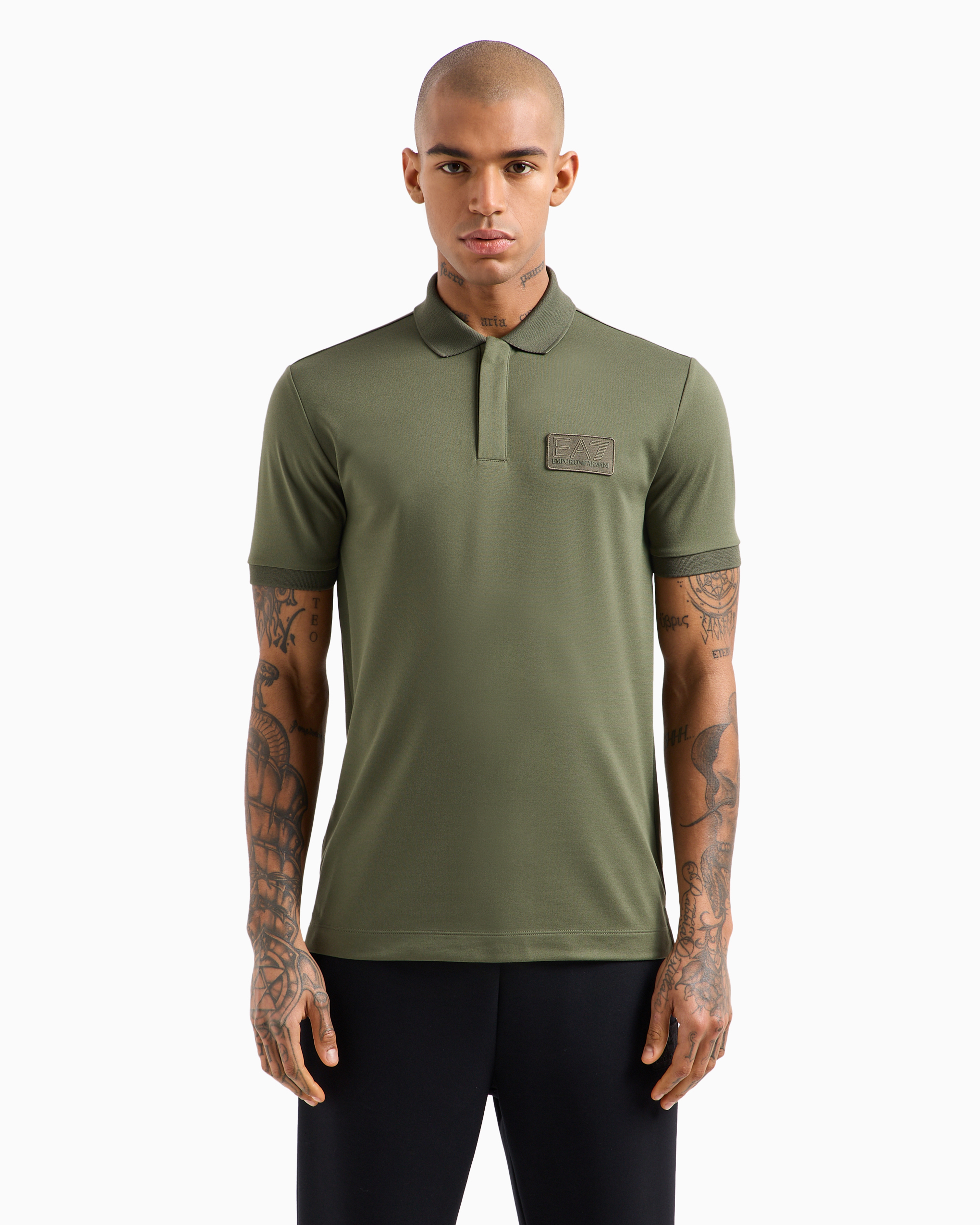 Shop Ea7 Lux Identity Modal-blend Short-sleeved Polo Shirt In Green