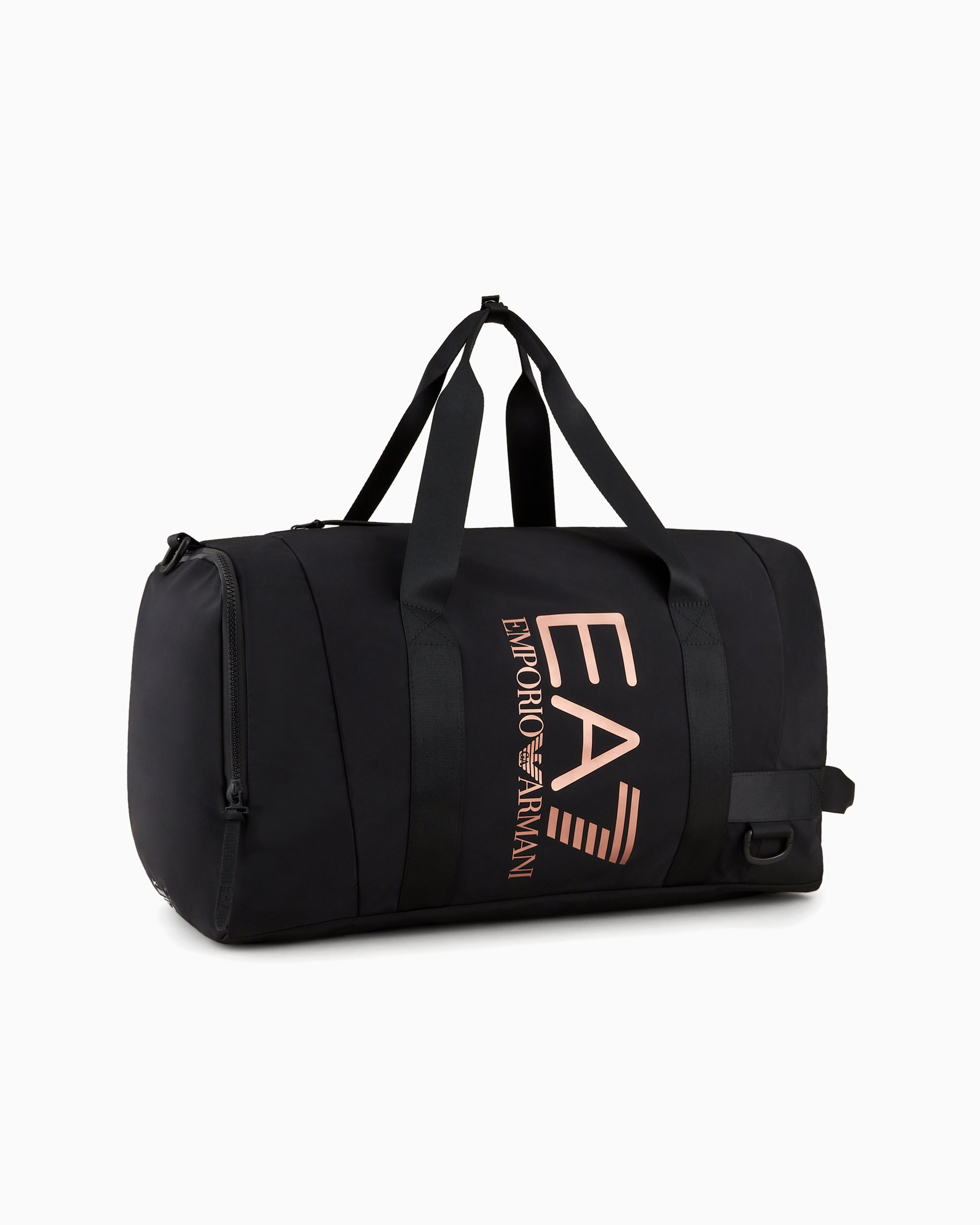 Shop Ea7 Technical-fabric Duffel Bag With Oversized Logo In Deep Black