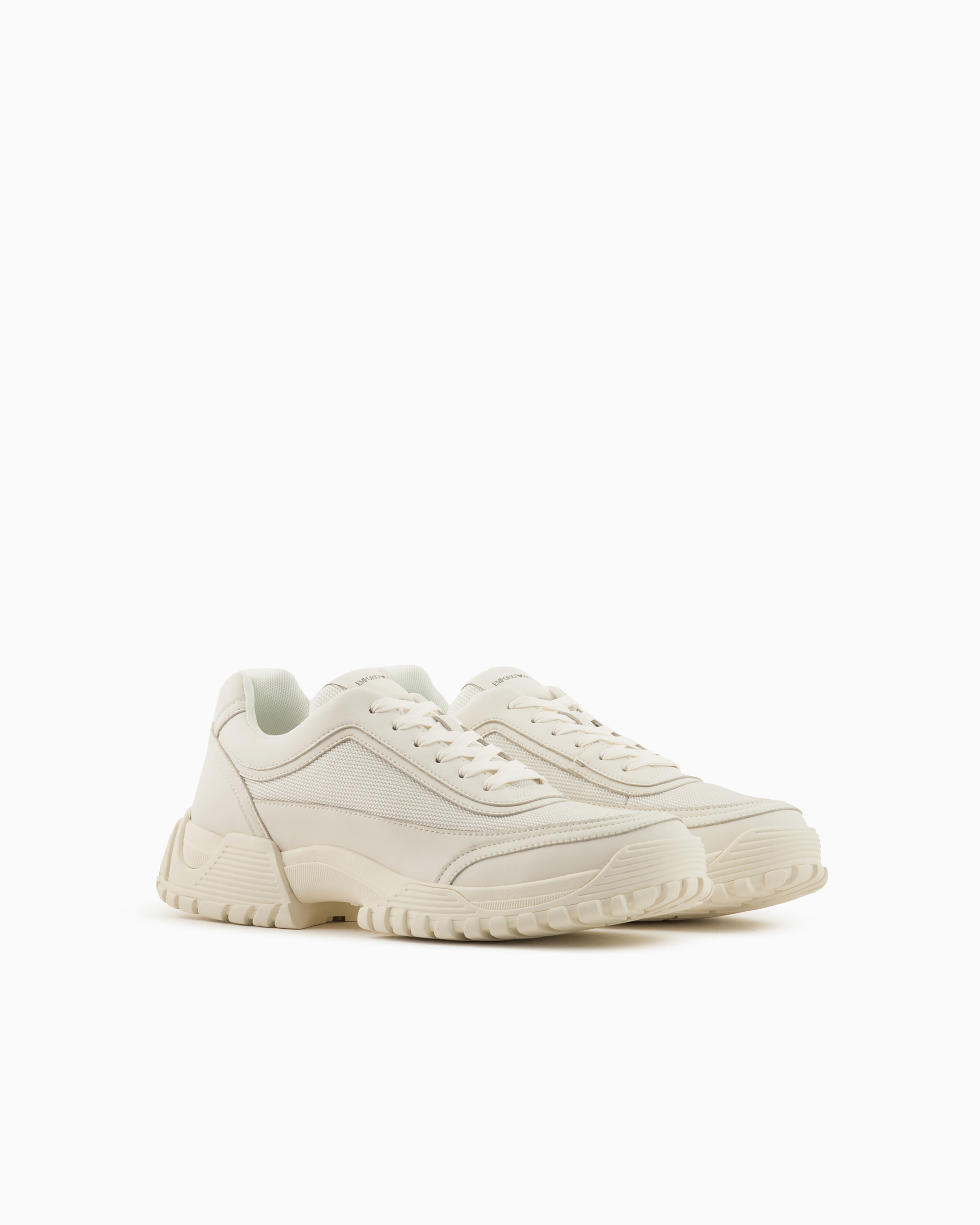 EMPORIO ARMANI MATCHING MESH AND LEATHER SNEAKERS 