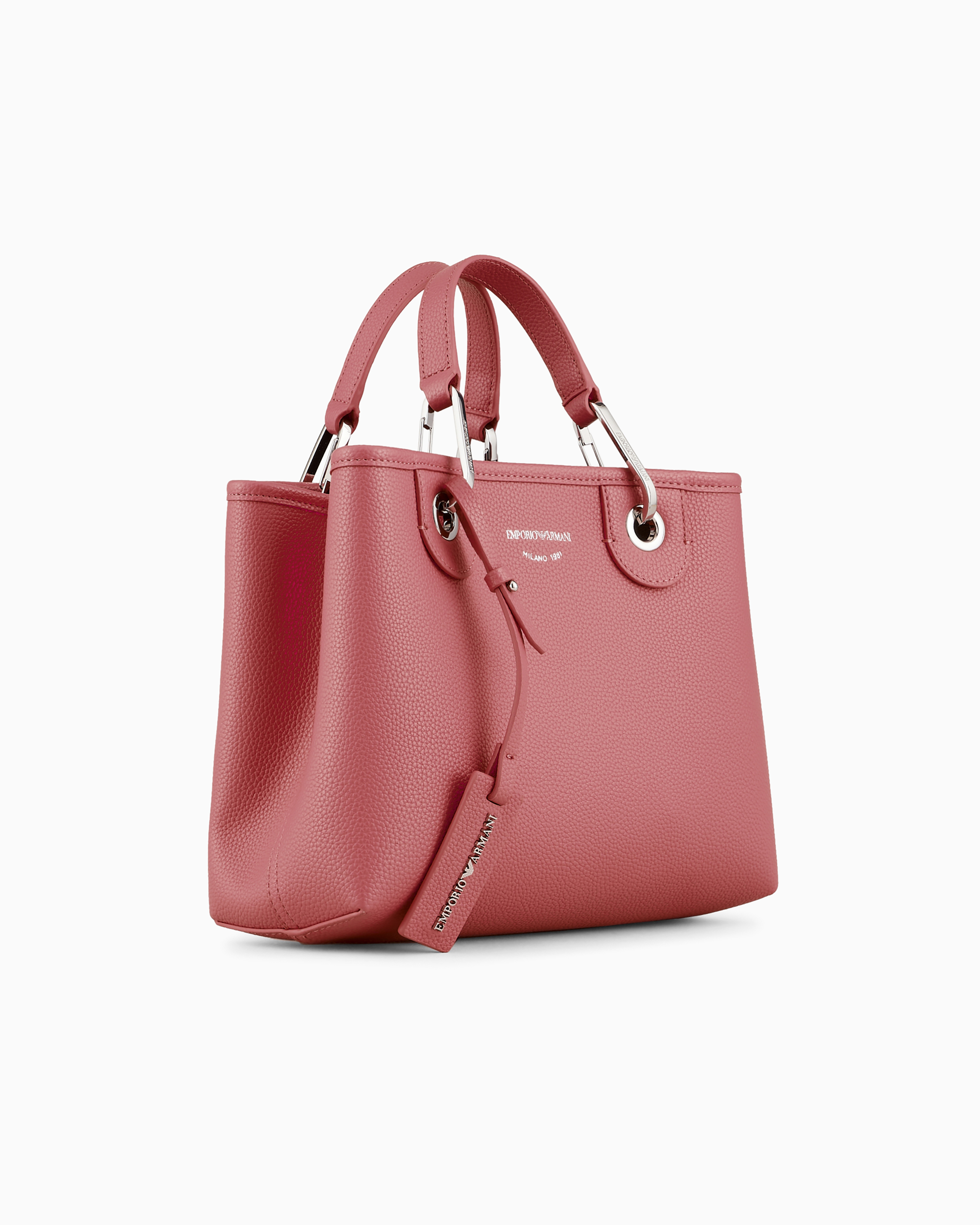 Emporio Armani Official Store Small Myea Shopper Bag With Deer Print In Powder Pink
