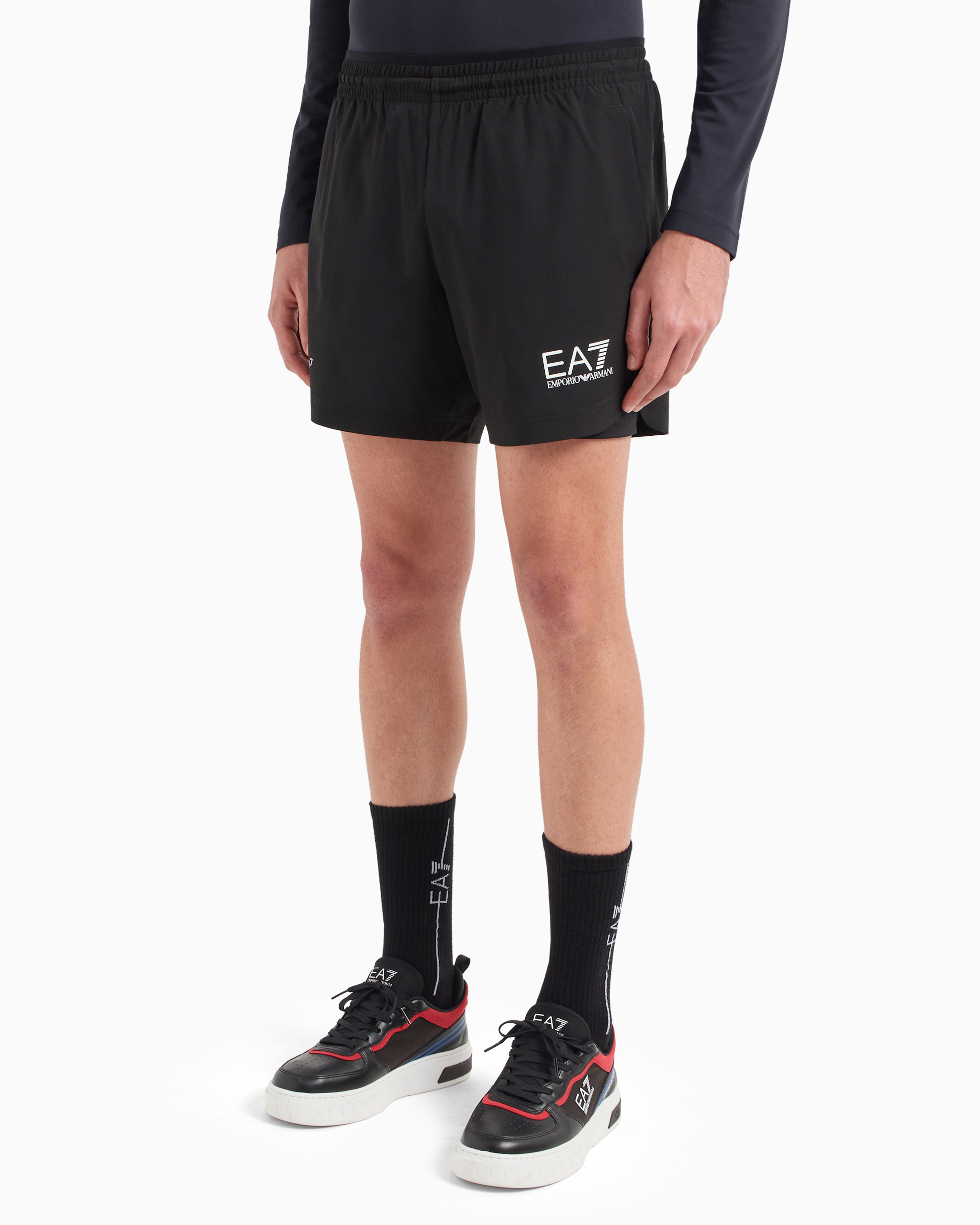Ea7 Official Store Dynamic Athlete Shorts In Vigor7 Technical Fabric In Deep Black
