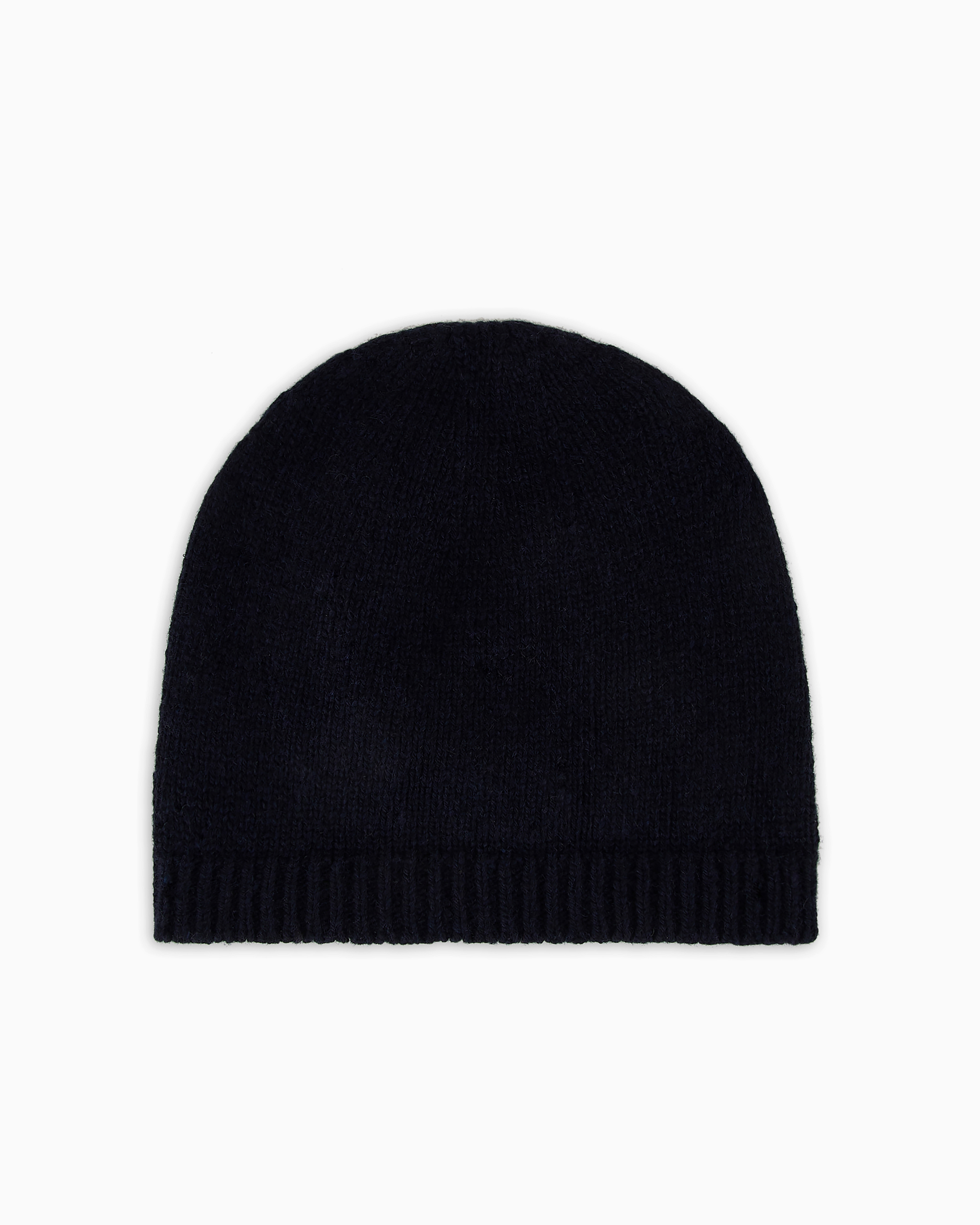 Emporio Armani Pure Cashmere, Ribbed Beanie In Navy Blue