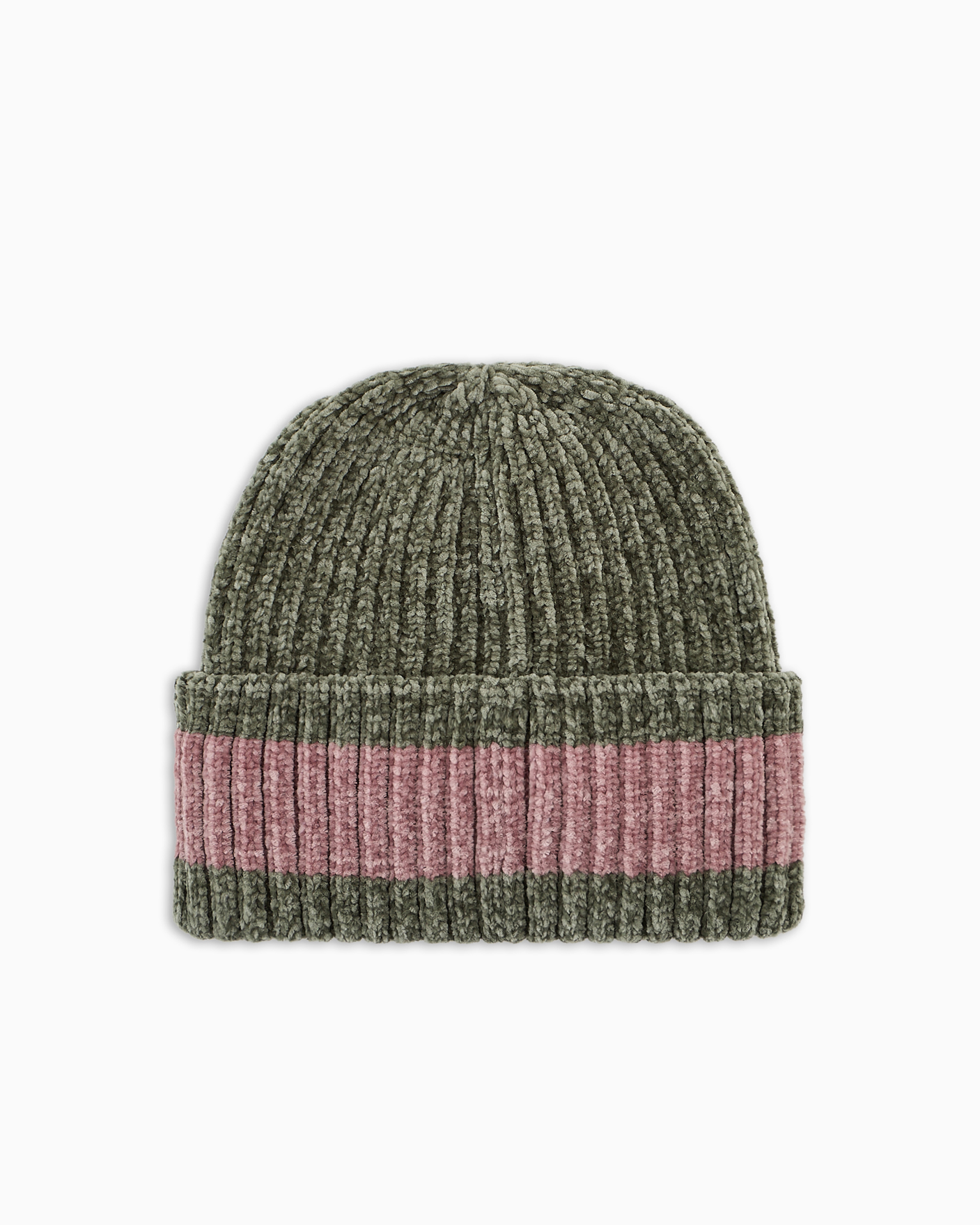 Shop Ea7 Two-tone Chenille Beanie In Green