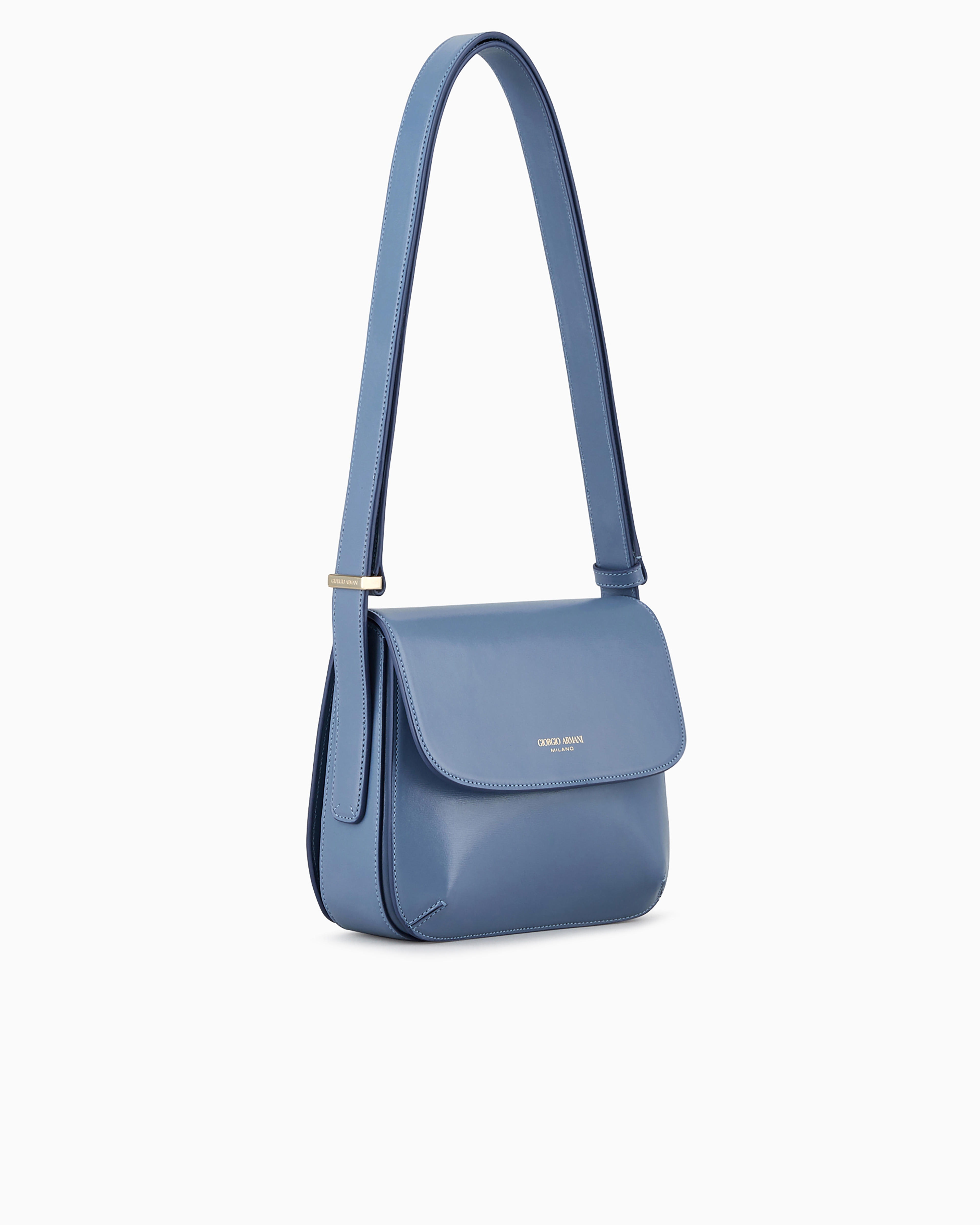 Shop Giorgio Armani Small Palmellato-leather La Prima Bag In Azure