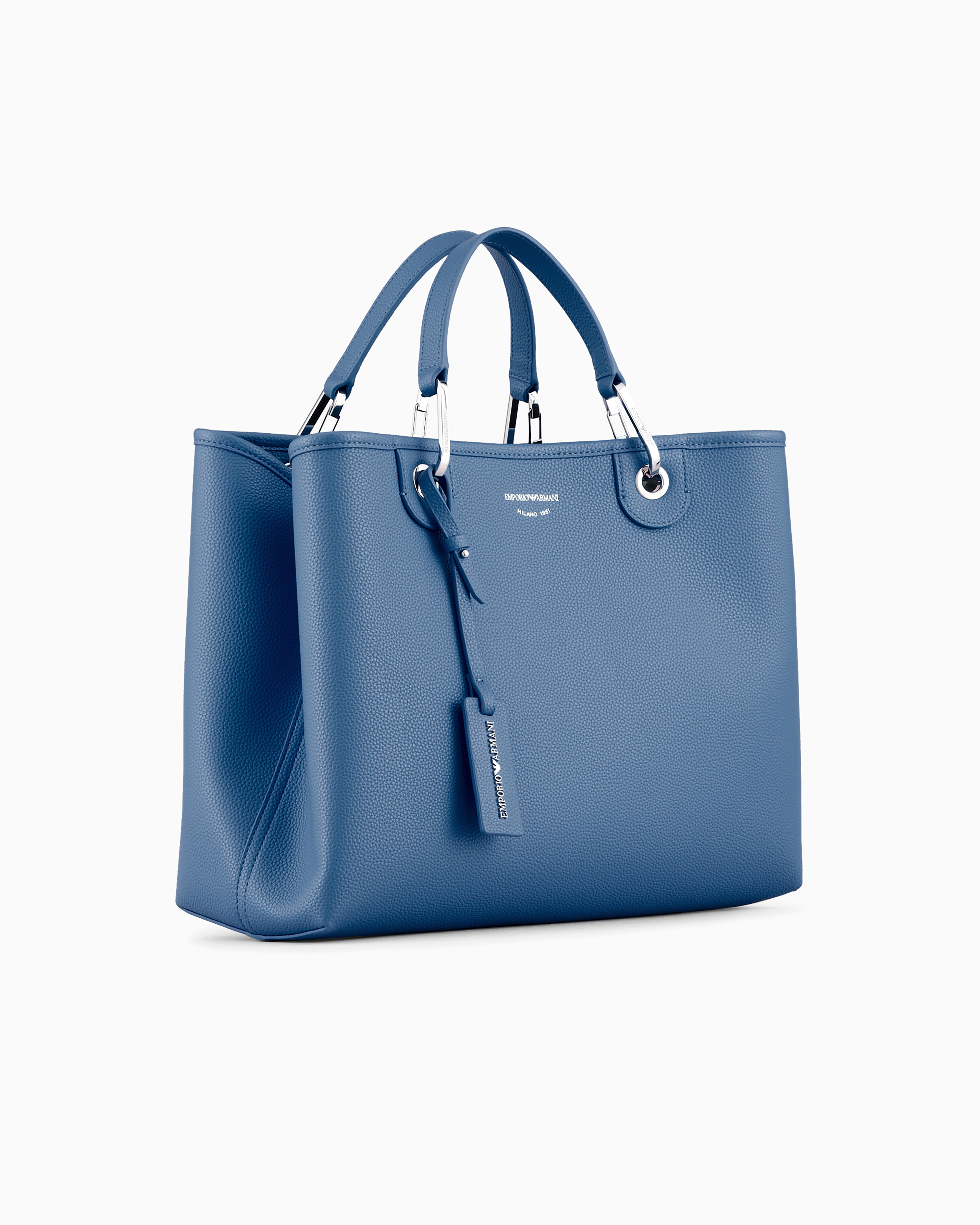 Emporio Armani Official Store Medium Myea Shopper Bag With Deer Print In Azure