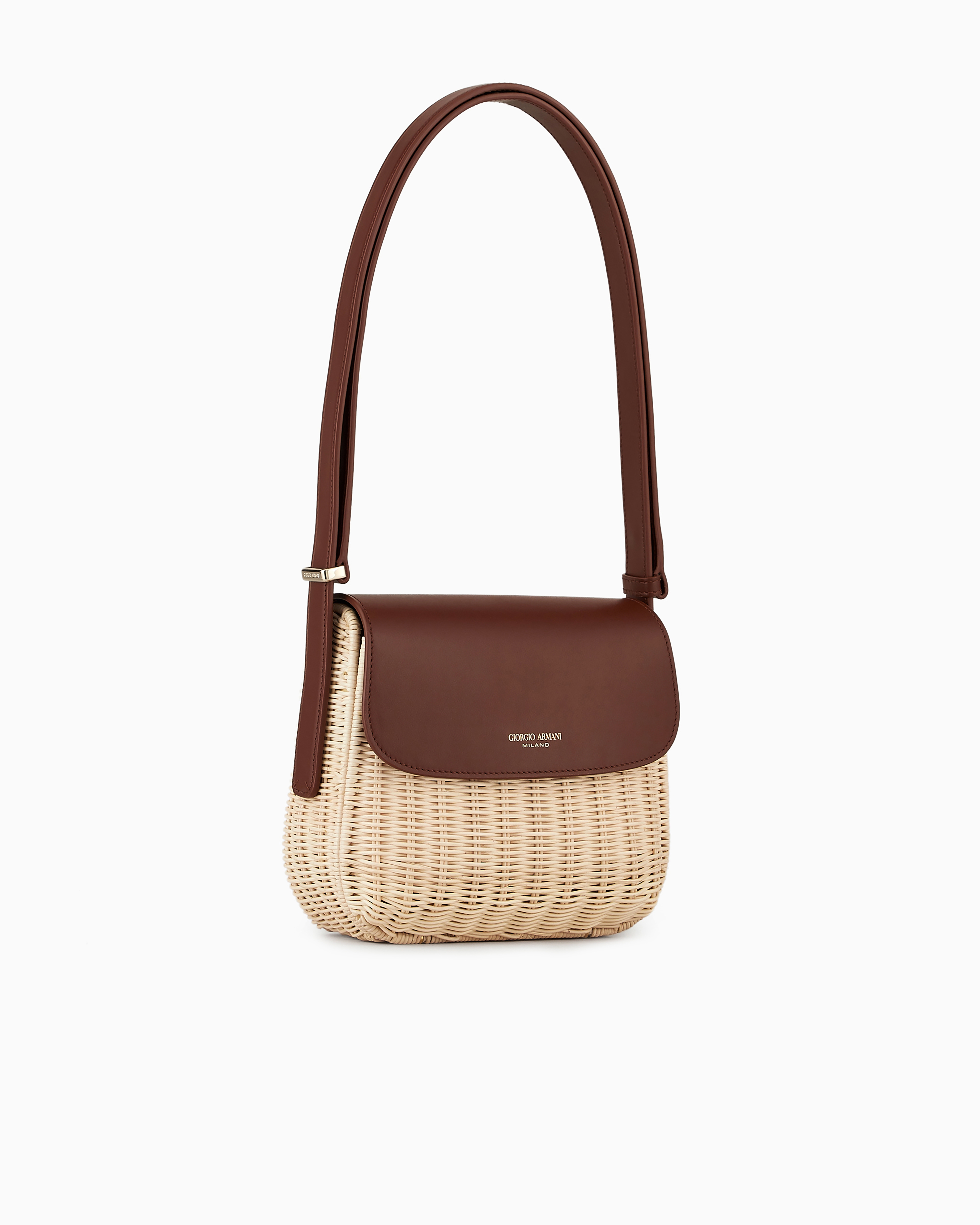 Giorgio Armani Official Store La Prima Wicker And Leather Shoulder Bag In Buff