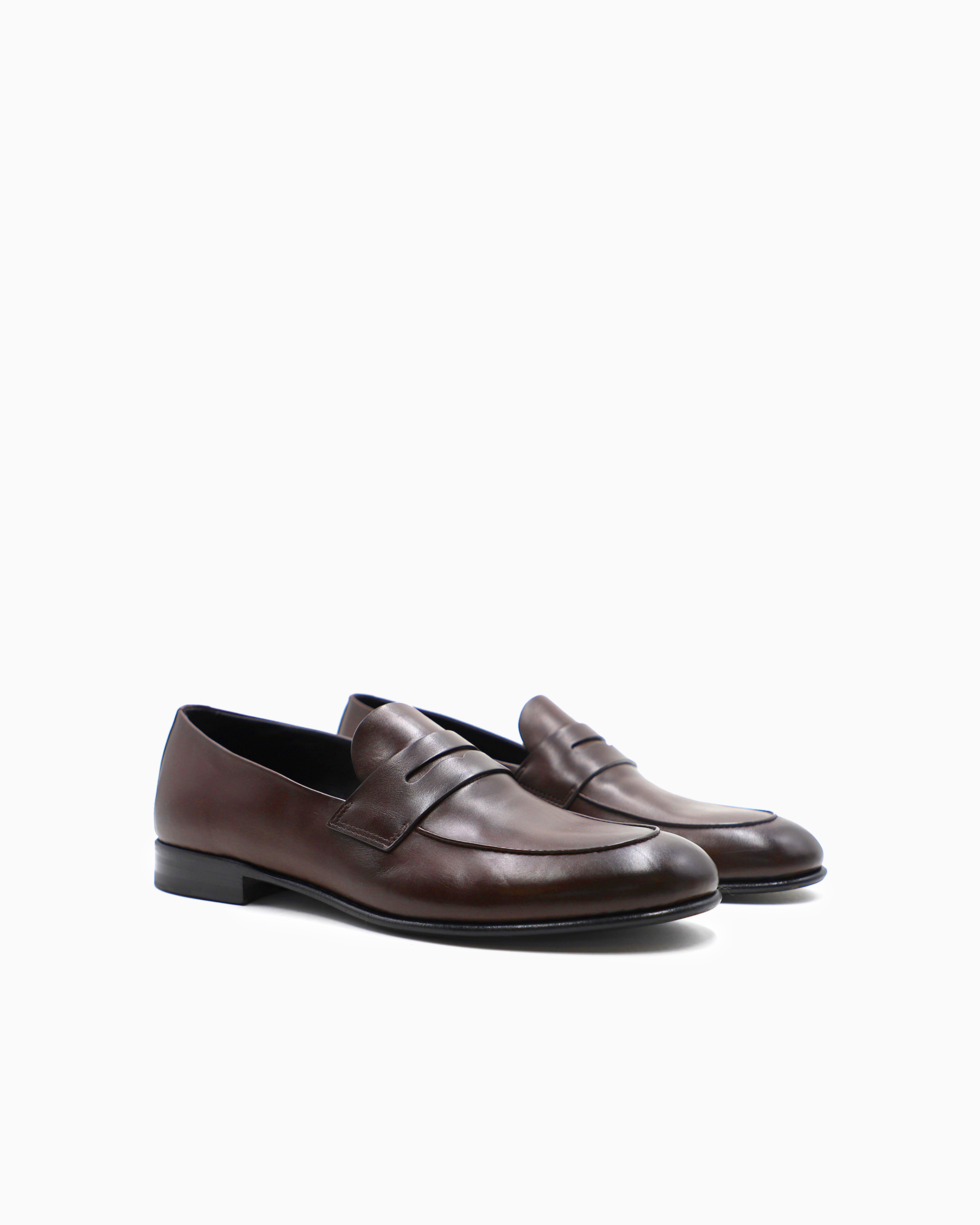 Giorgio Armani Official Store Leather Loafers In Brown