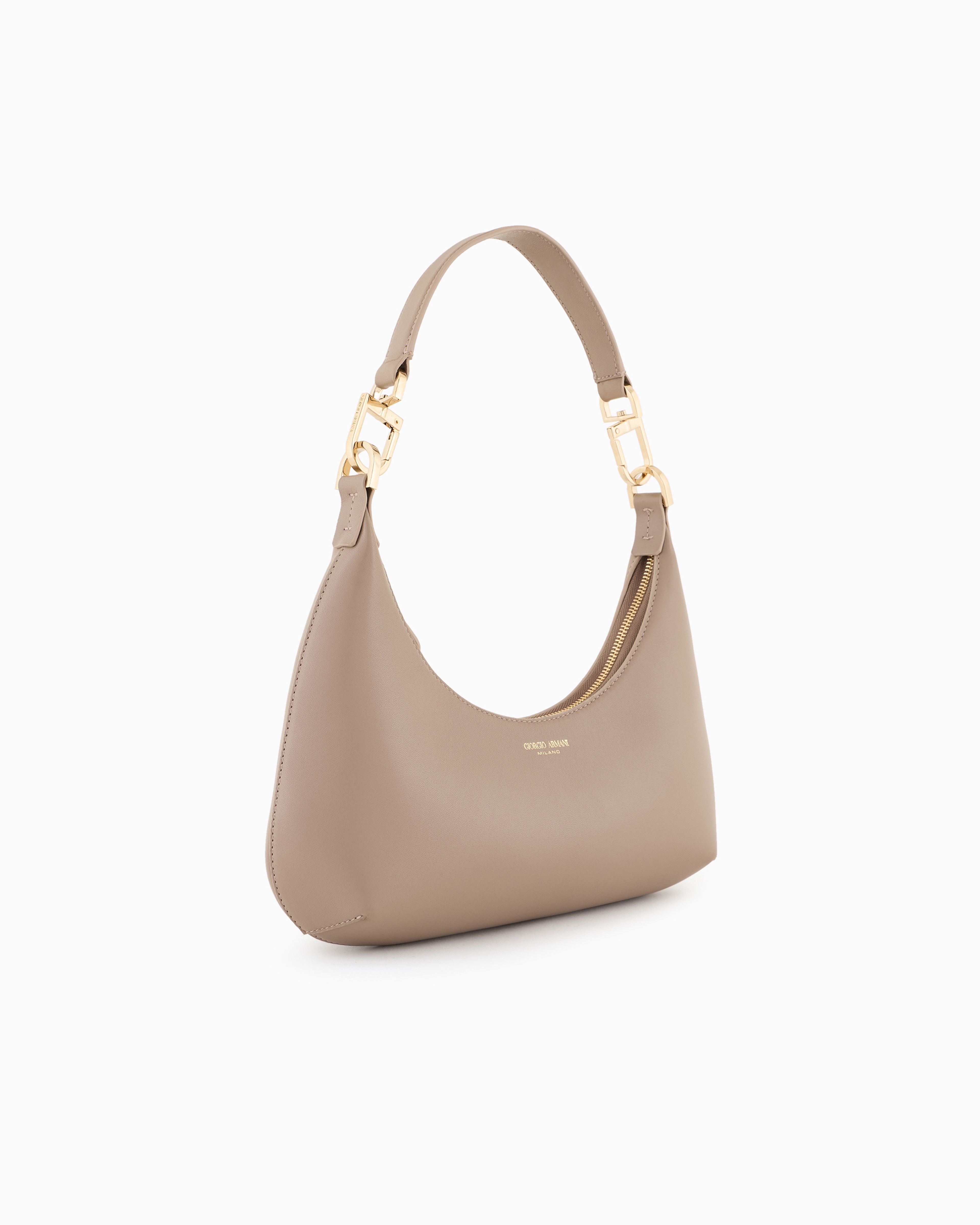 Giorgio Armani Official Store Medium La Prima Nappa-leather Hobo Bag In Dove Grey