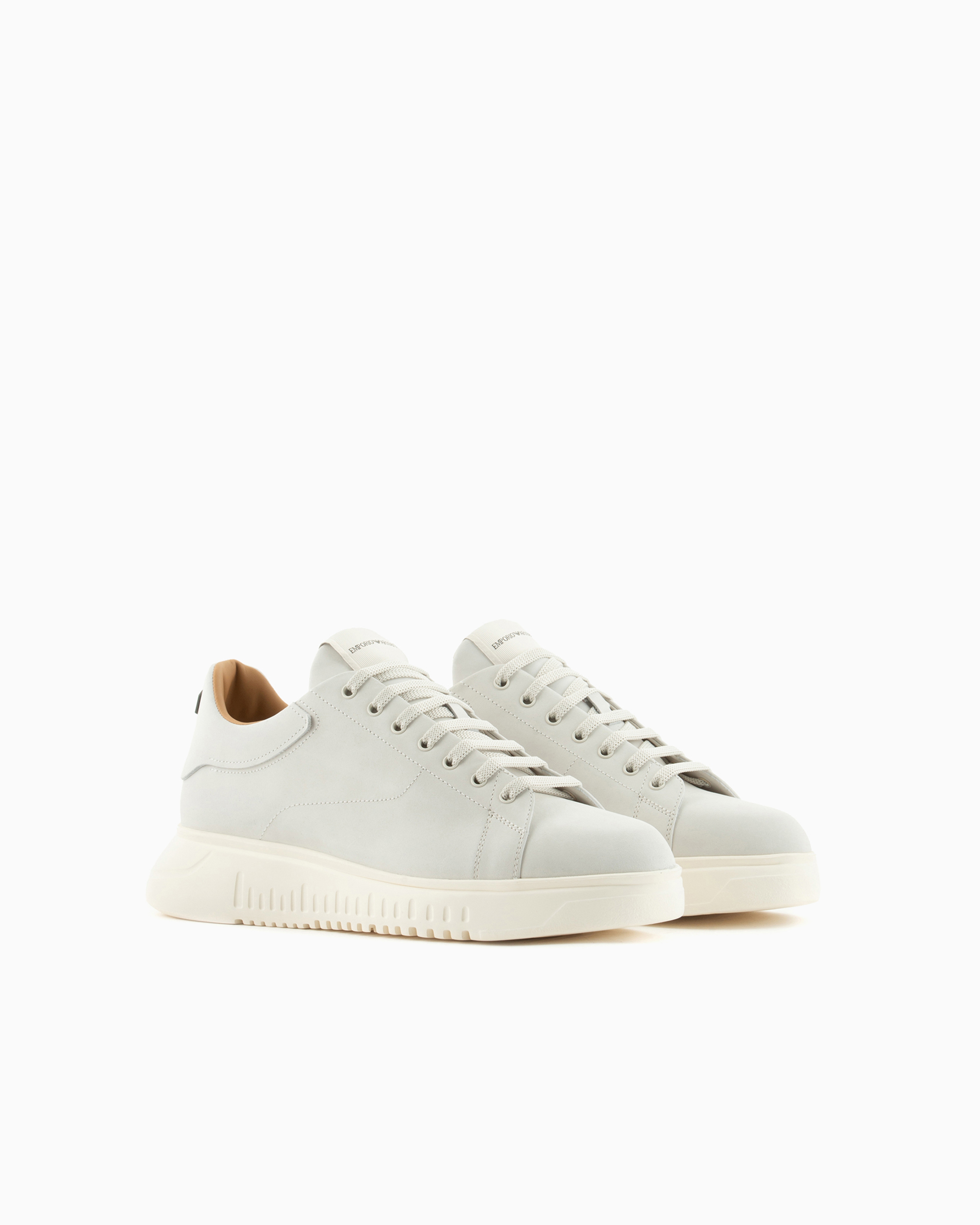 Emporio Armani Nubuck Sneakers With Oversized Soles In White