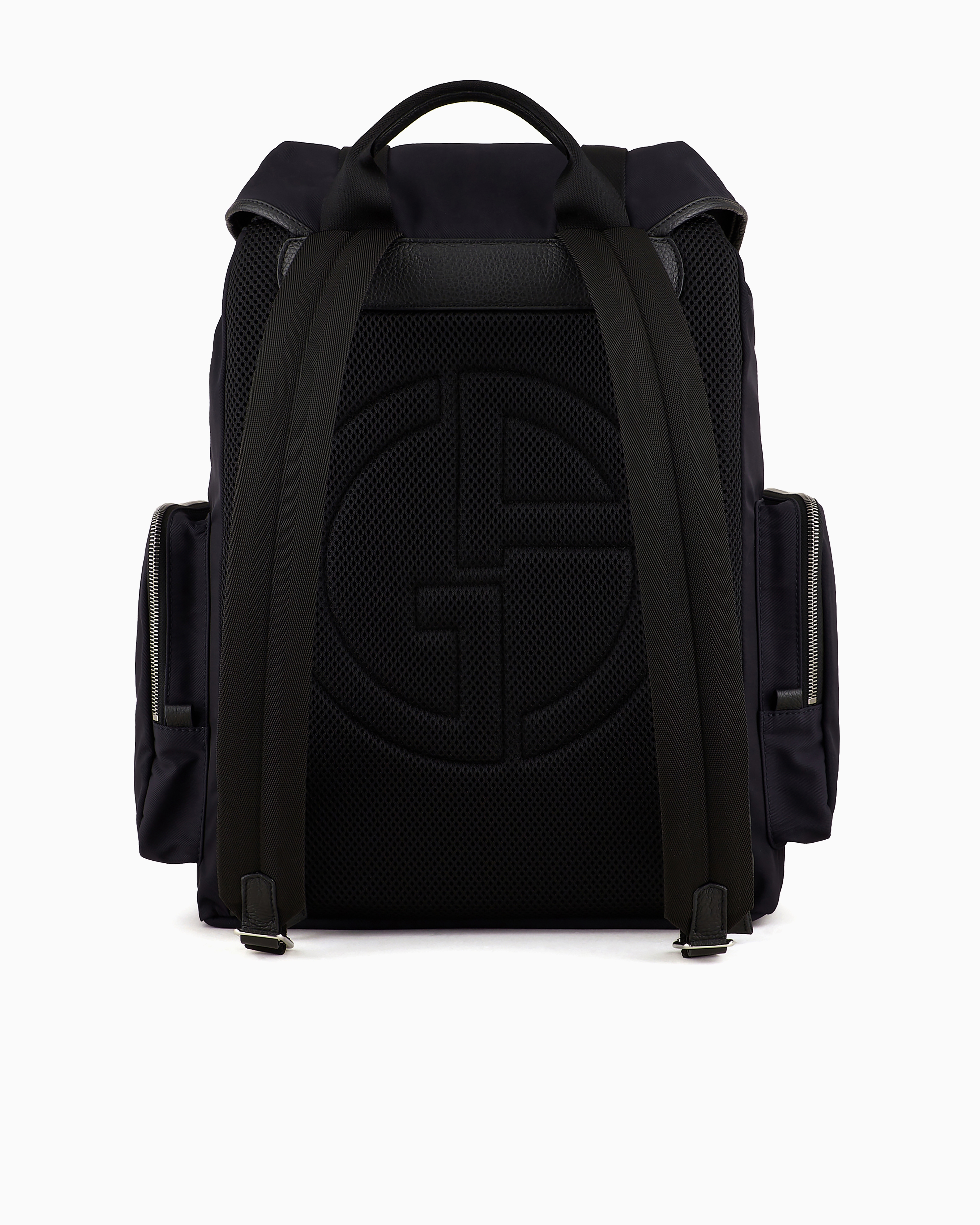 Giorgio Armani Official Store Recycled-nylon And Pebbled-leather Backpack Armani Sustainability Values In Navy Blue