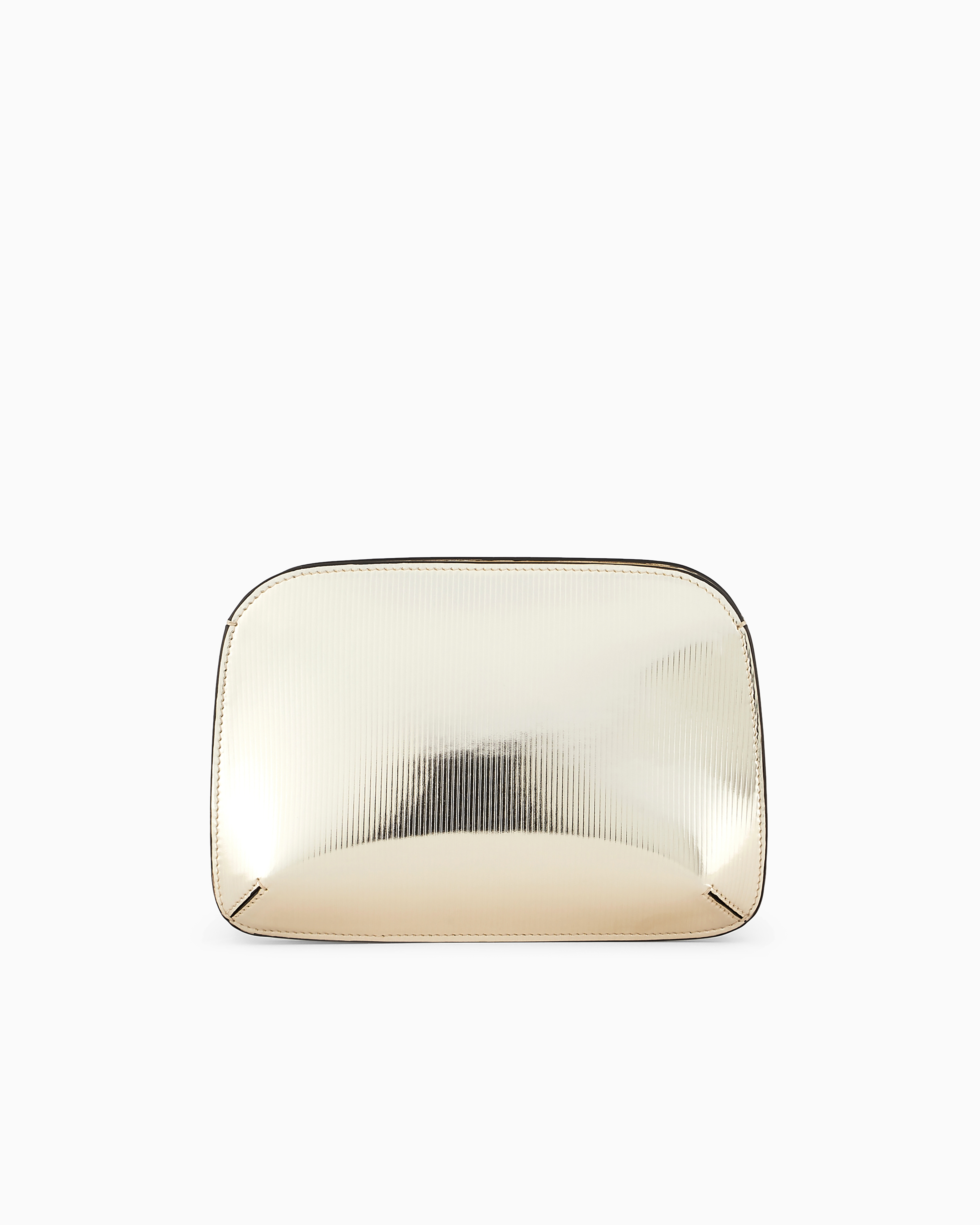 Giorgio Armani Striped, Lamé-leather La Prima Clutch Bag In Silver