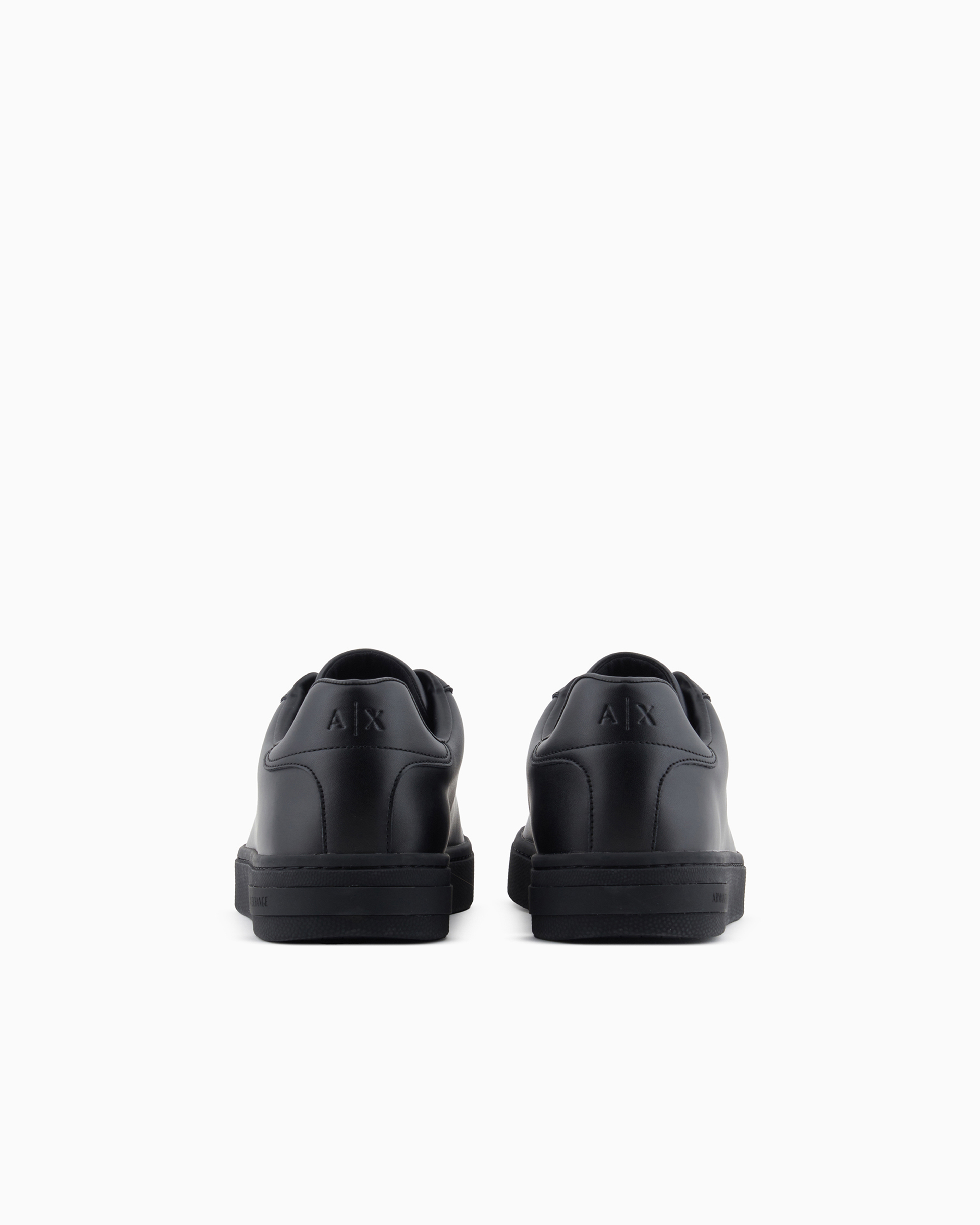 Shop Armani Exchange Leather Sneakers With Logo On The Sole In Schwarz