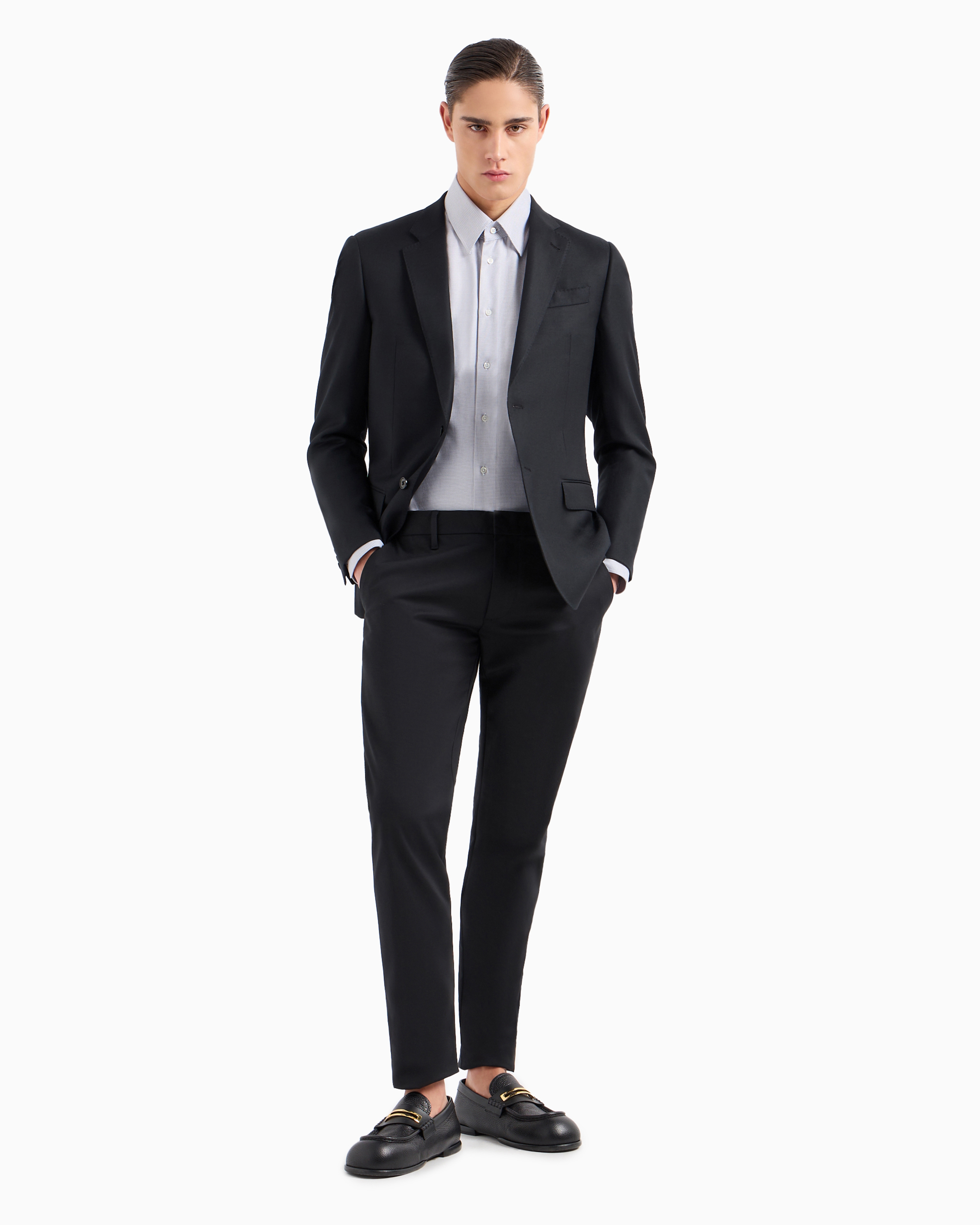Emporio Armani Official Store Comfort-gabardine Chinos In Black