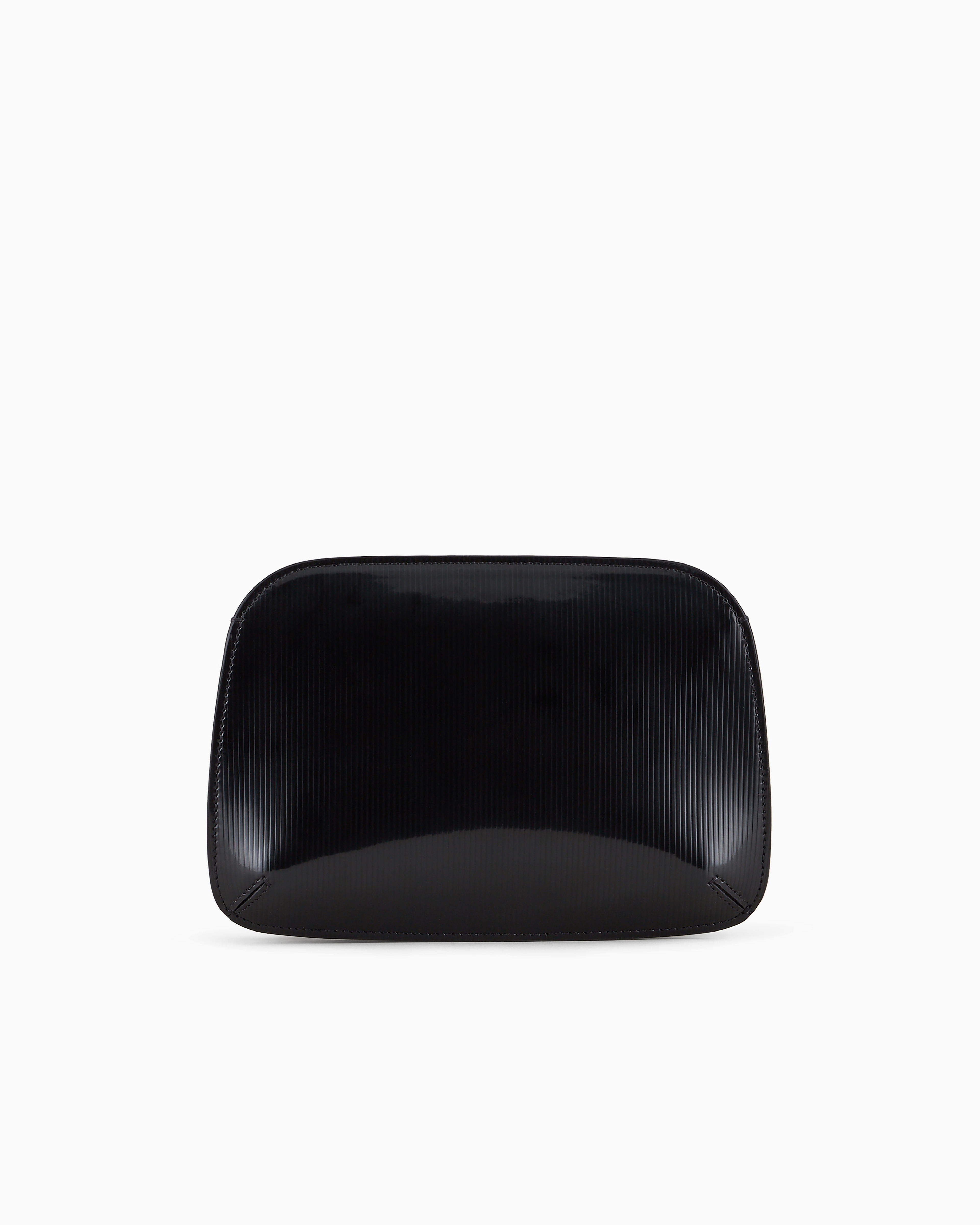 Giorgio Armani Striped, Lamé-leather La Prima Clutch Bag In Black