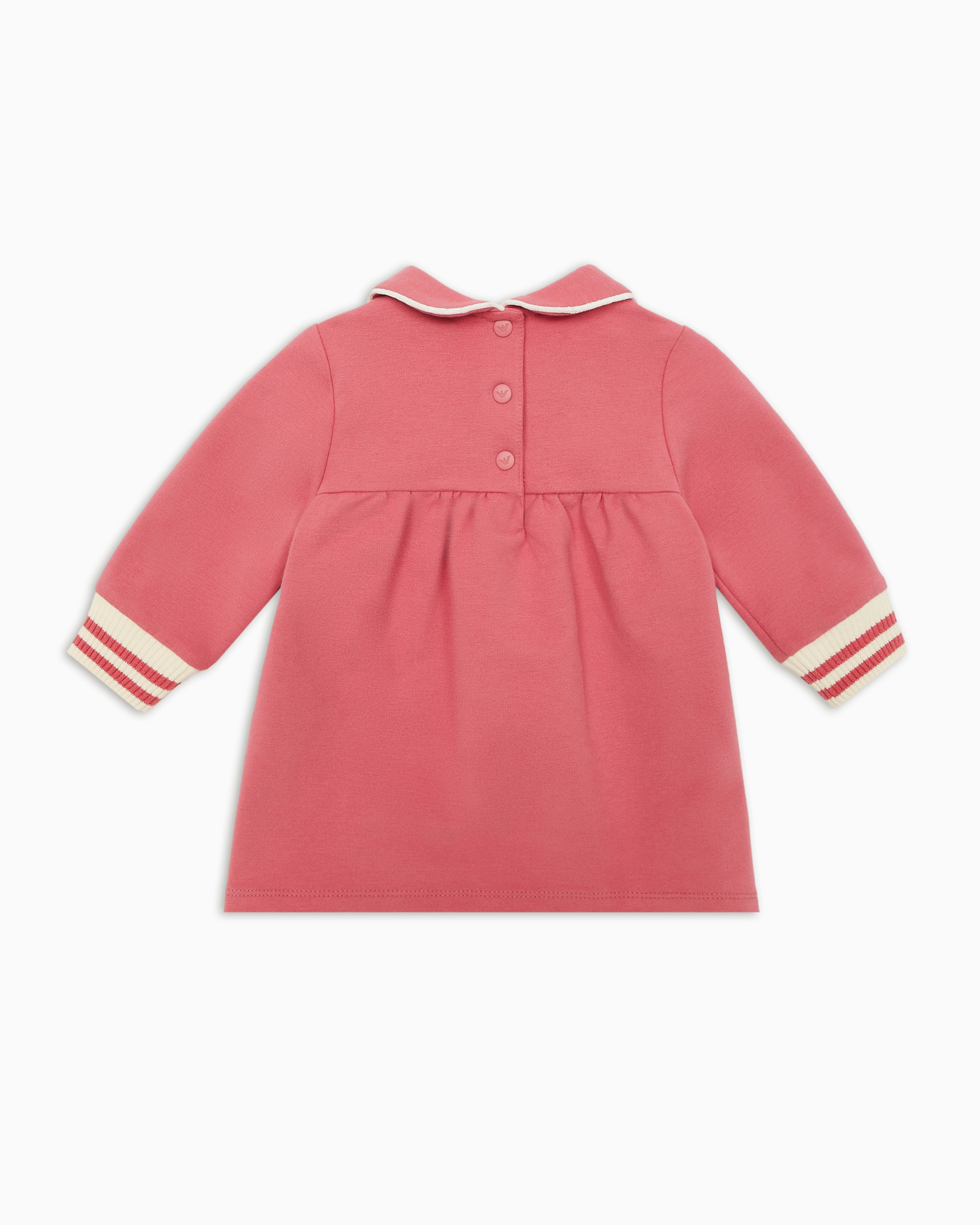 Shop Emporio Armani Jersey Dress With Peter Pan Collar And Embroidered Logo In Rose