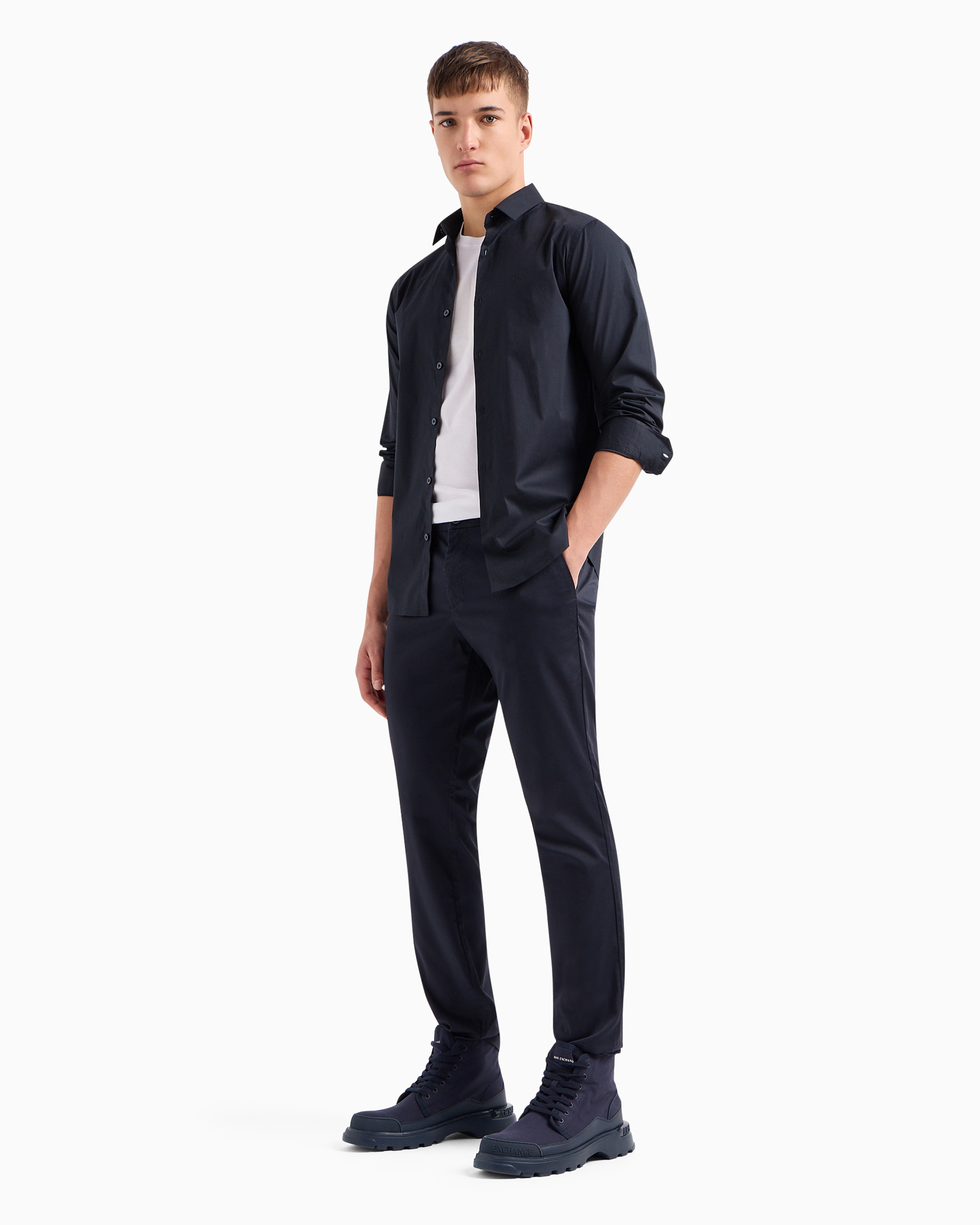 ARMANI EXCHANGE COTTON POPLIN CHINO TROUSERS 