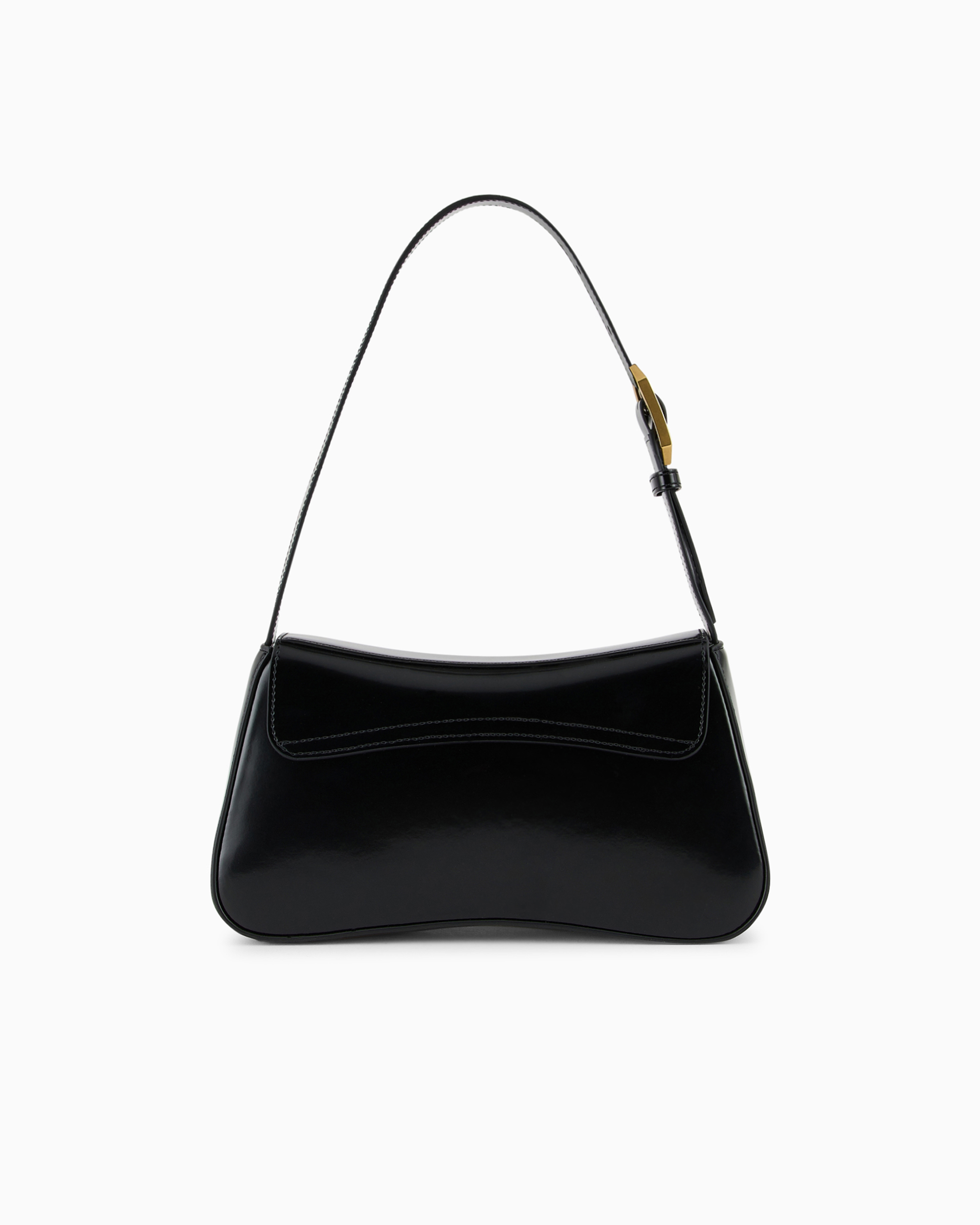 Shop Emporio Armani Brushed-finish Baguette Shoulder Bag In Black