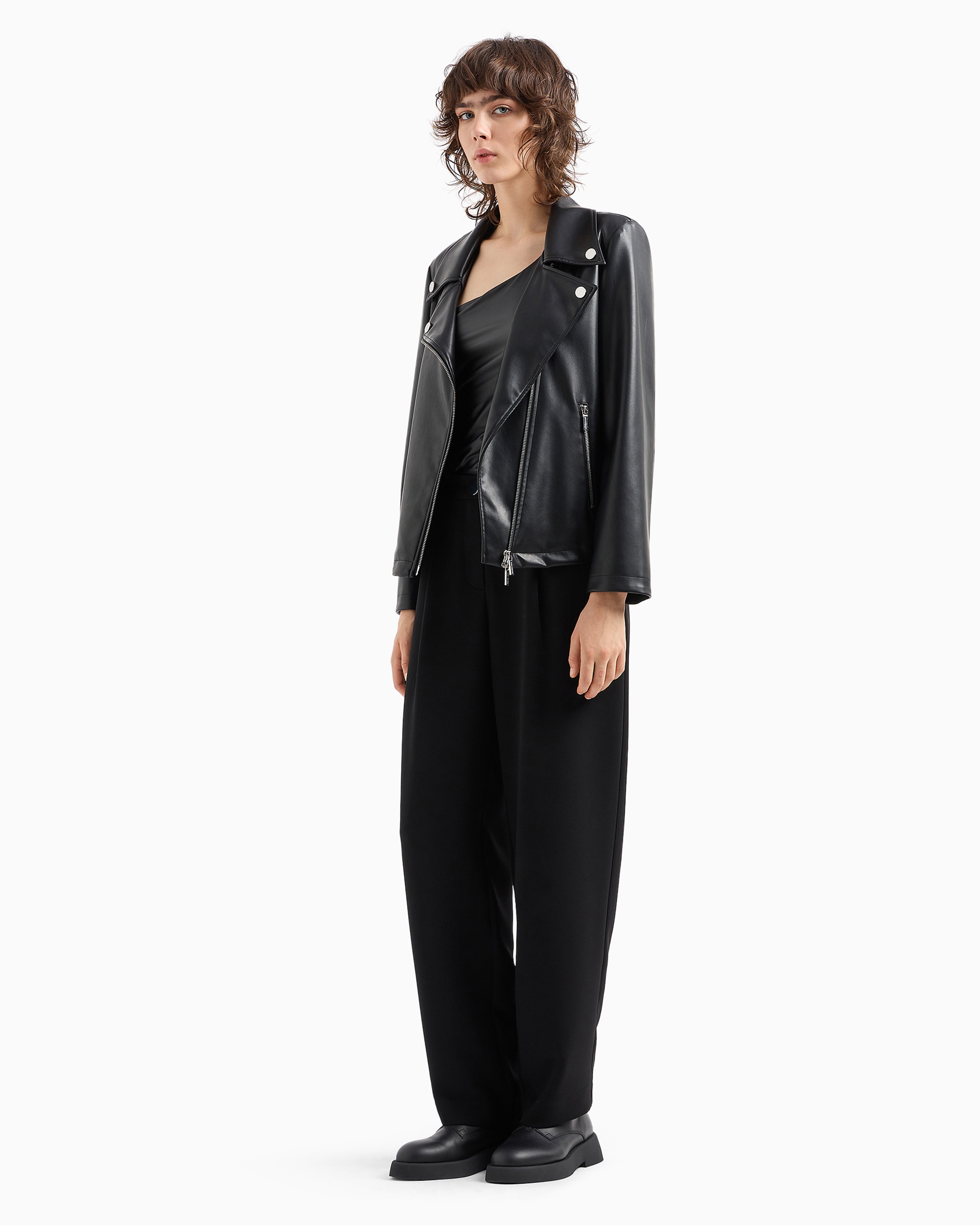 **〜ぱど〜** 　Armani レディースブラックレザー ジャケット ARMANI EXCHANGE レザージャケット ライダース 「A|X アルマーニ