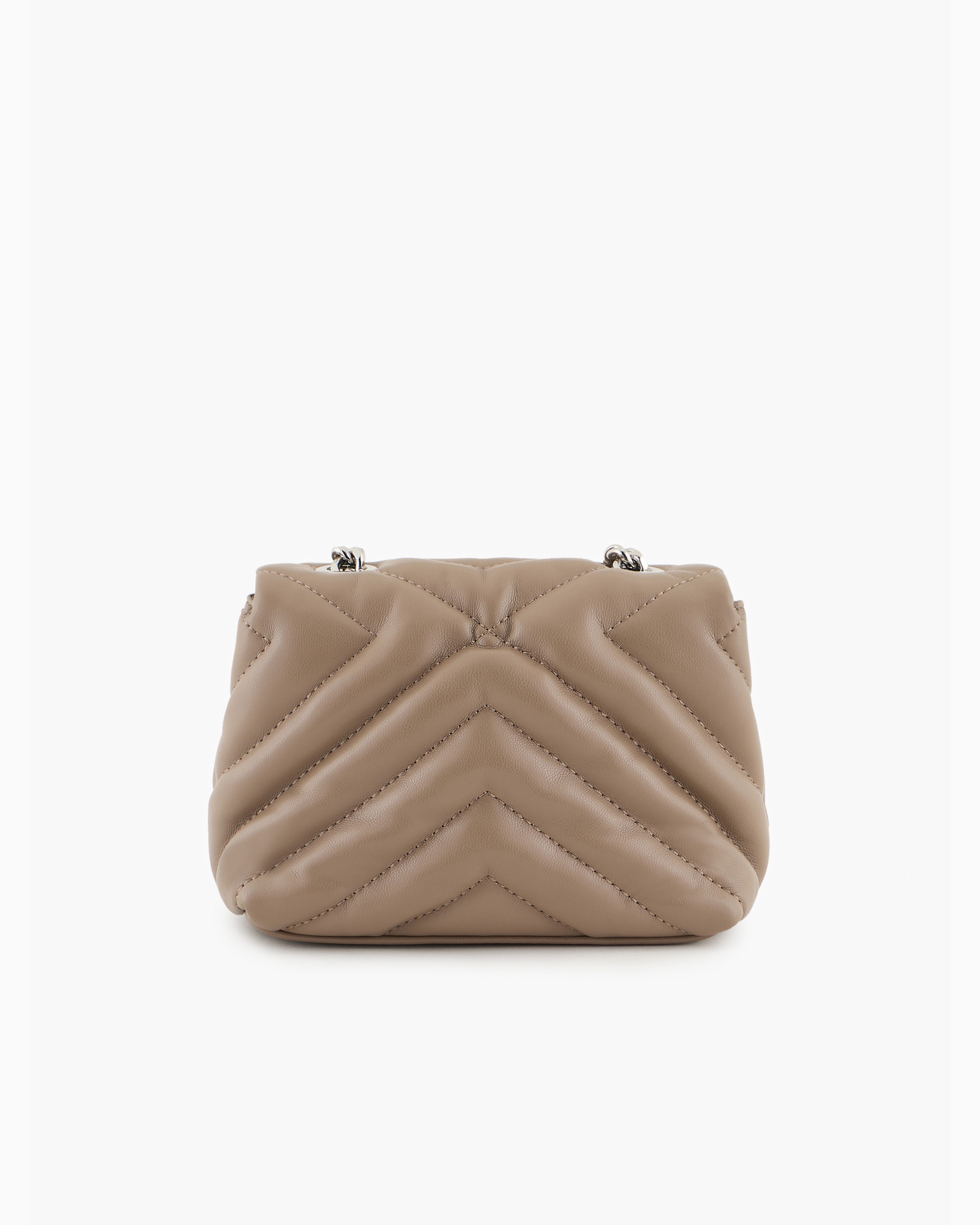 Shop Armani Exchange Small Shoulder Bag With Quilted Workmanship In Beige