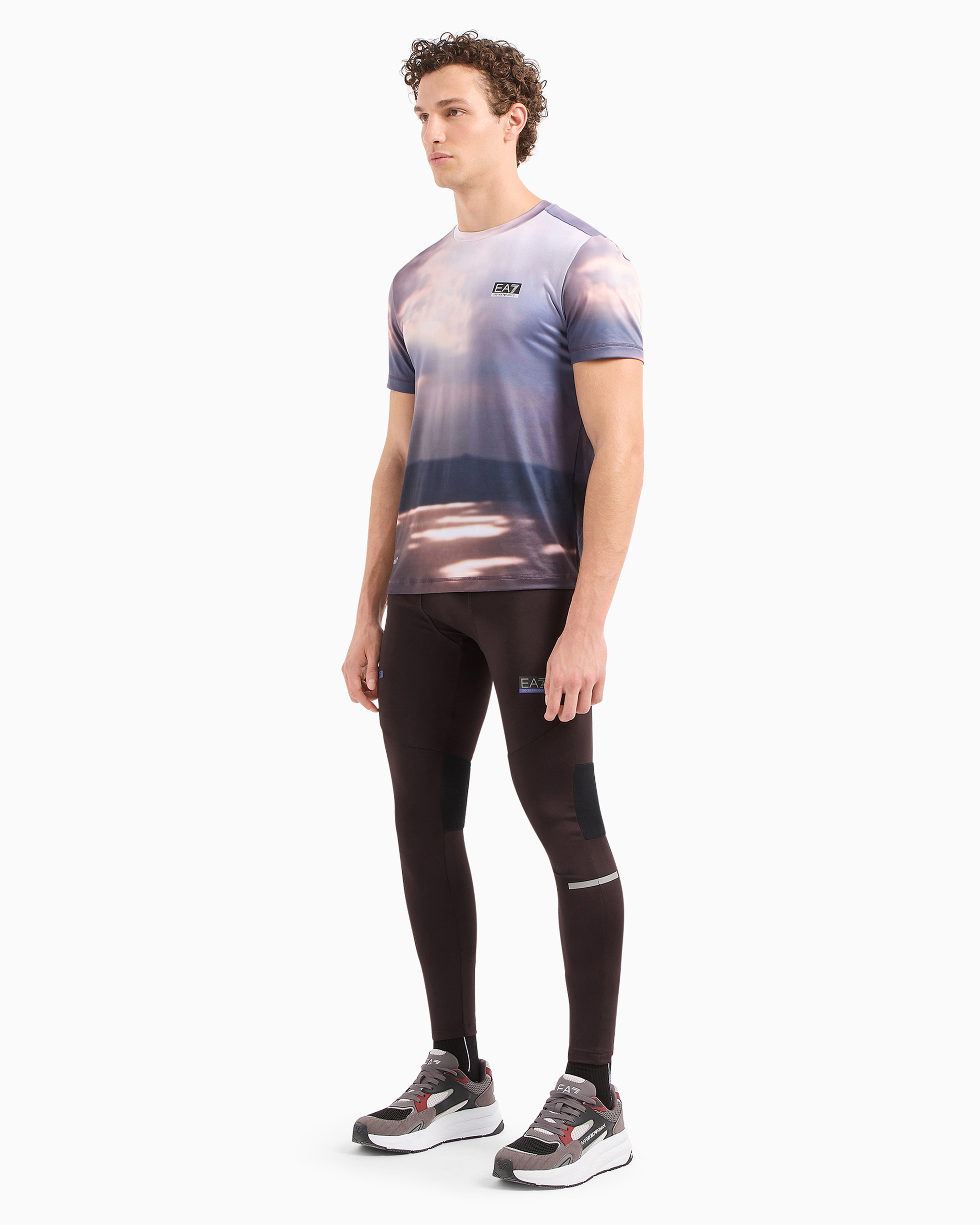 Ea7 Dynamic Athlete Crew-neck T-shirt In Ventus7 Technical Fabric In Patterned