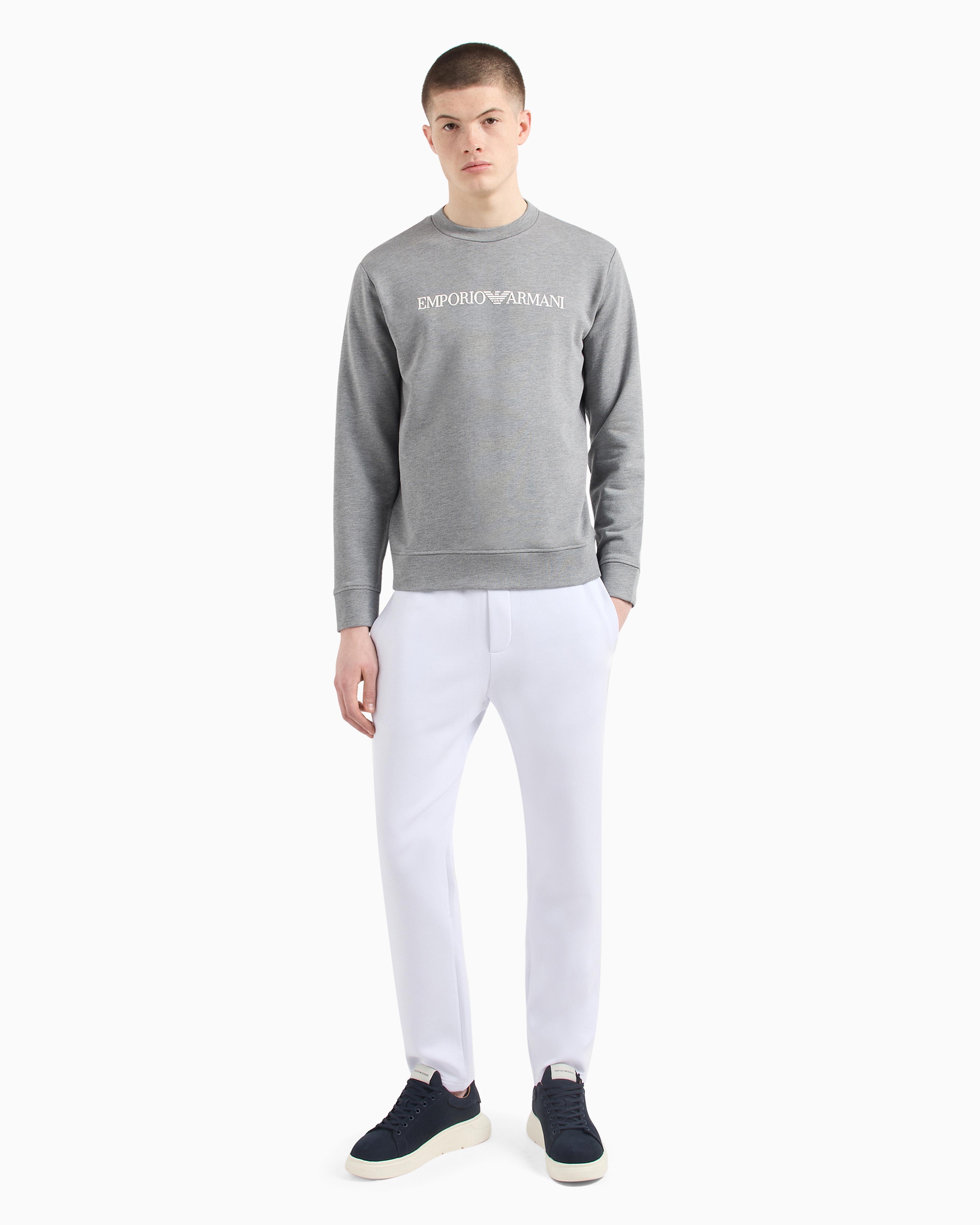 Emporio Armani Sweatshirt With Logo Print In Gray