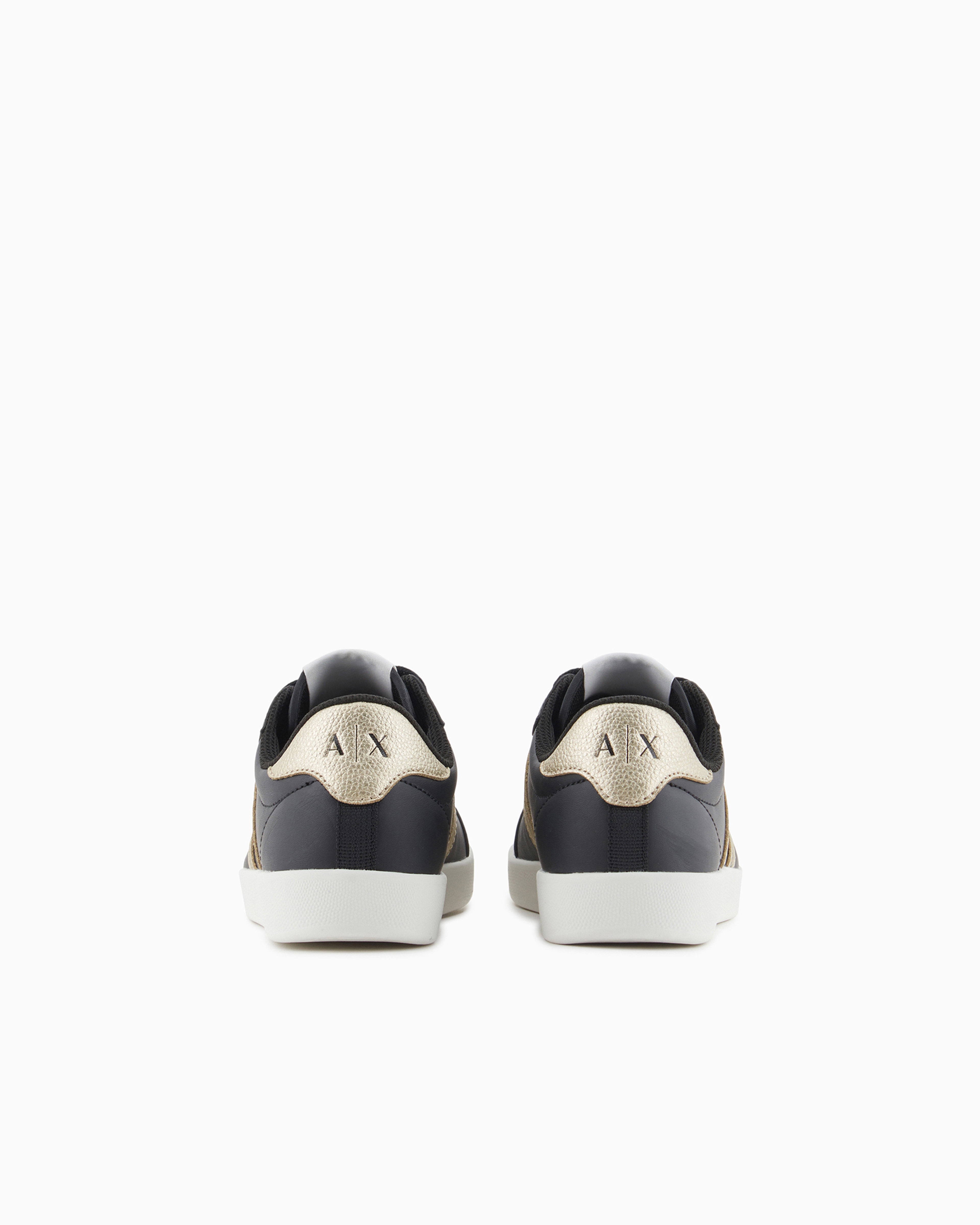 Shop Armani Exchange Sneakers With Contrasting Side Bands In Black Logo