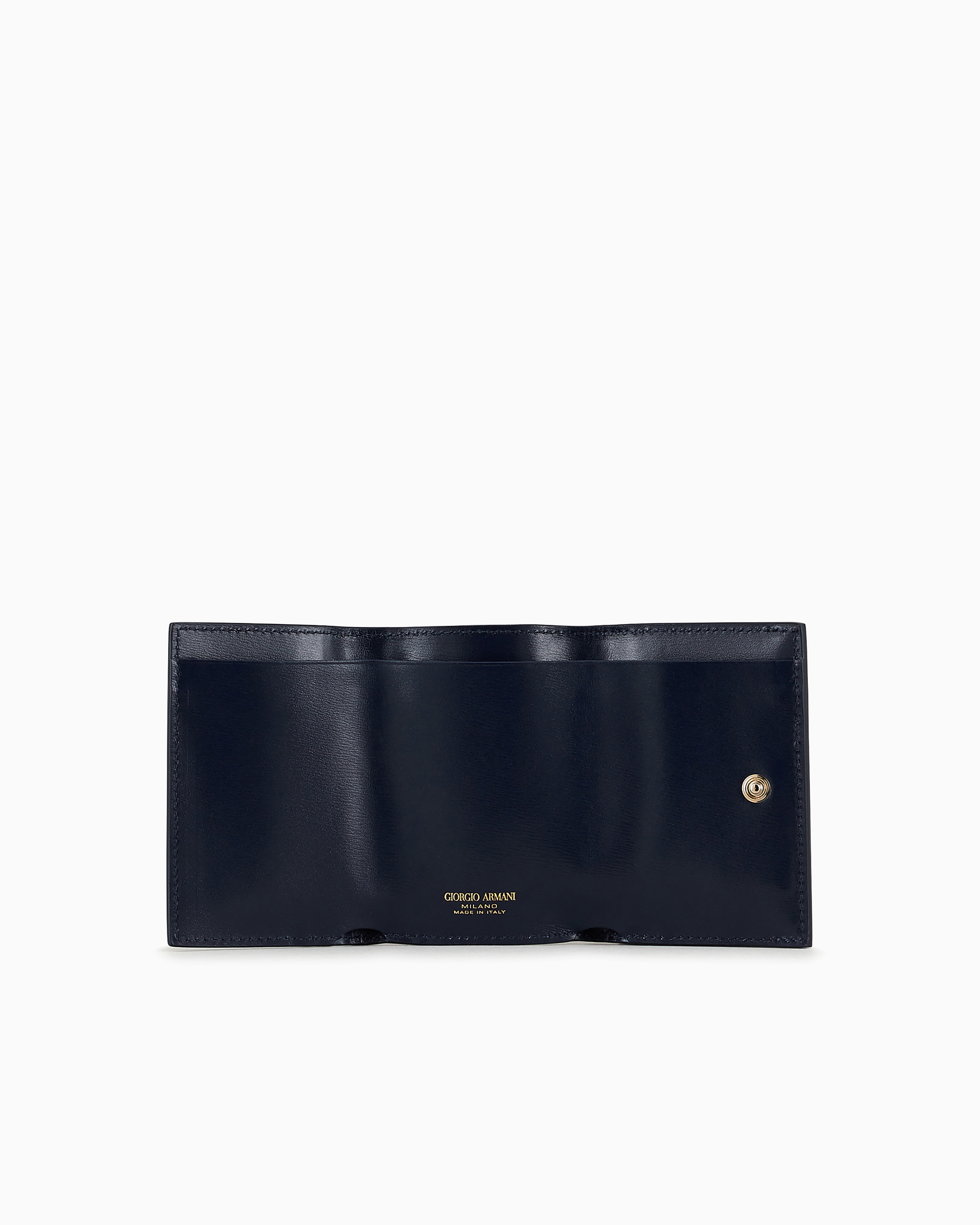 Giorgio Armani Mini La Prima Trifold Wallet In Palmellato Leather In Blue