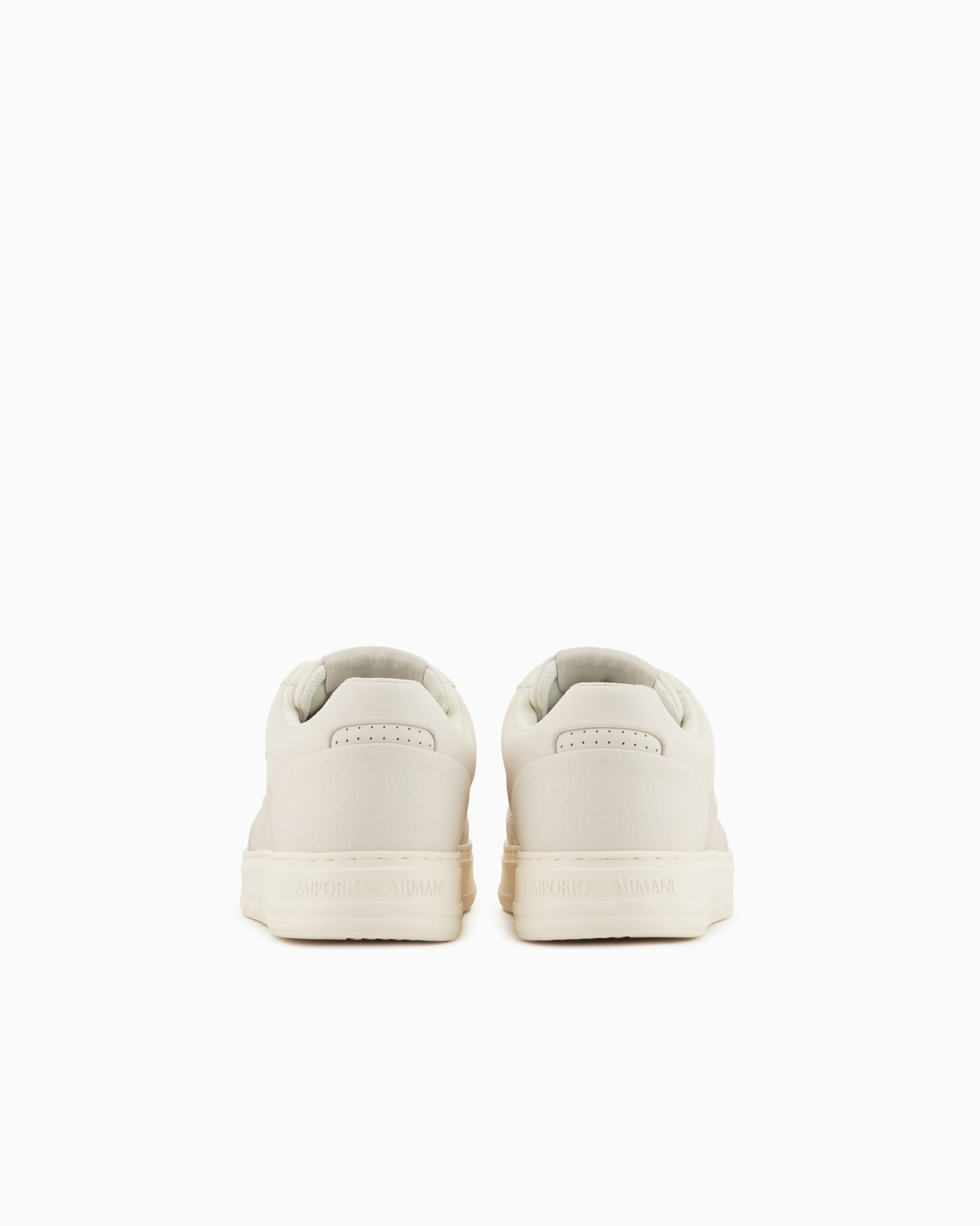 Emporio Armani Official Store Asv Regenerated-leather Sneakers With Stitching Details In White